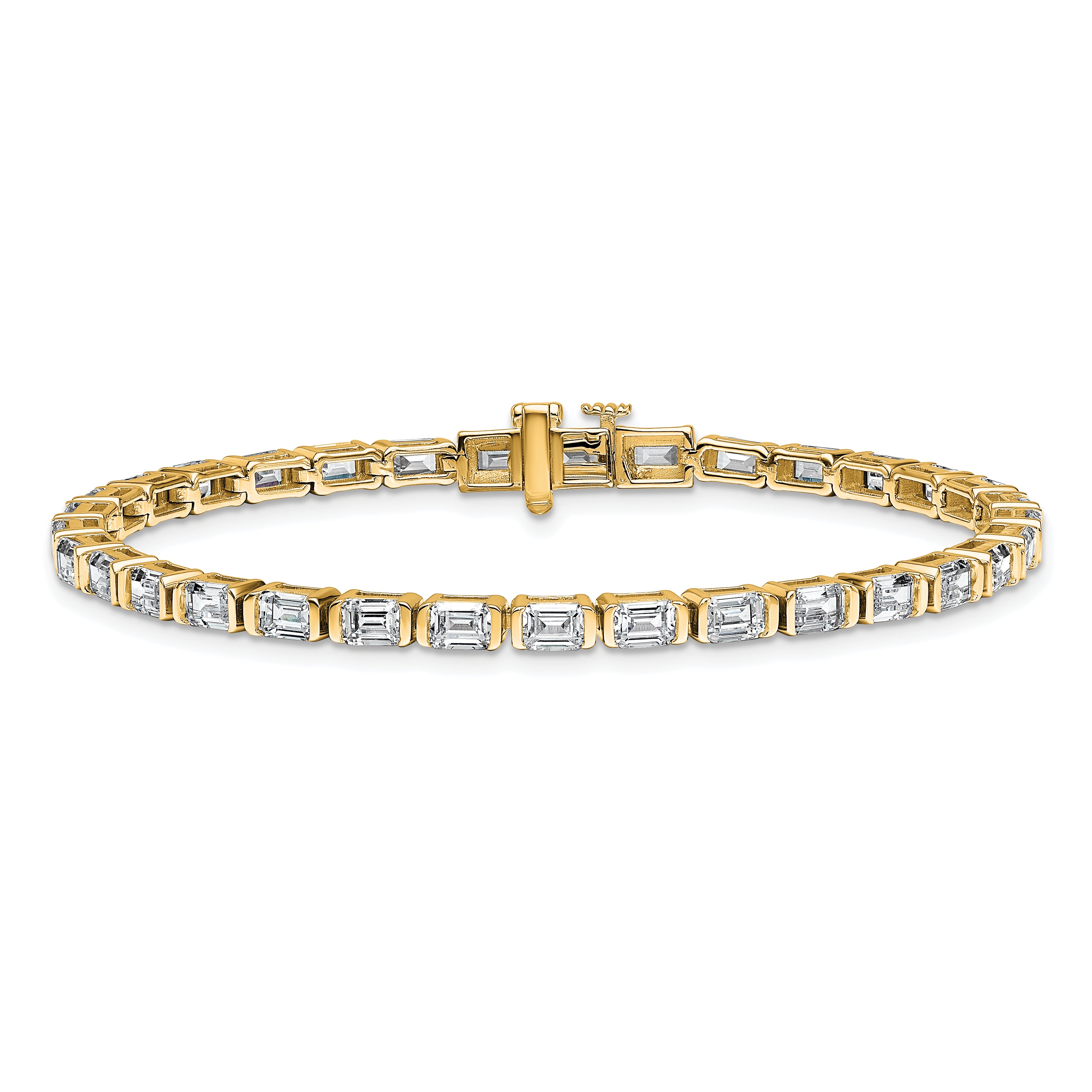 14k 7 1/2 carat Lab Grown Diamond VS/SI+ G+ Complete Emerald Bezel Set Tennis Bracelet - Sophia Jewelers