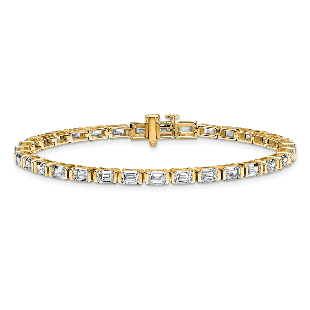 14k 7 1/2 carat Certified Lab Grown Diamond VS+ F+ Complete Emerald Bezel Set Tennis Bracelet - Sophia Jewelers