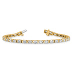 14k 7 1/2 carat Certified Lab Grown Diamond VS+ F+ Complete Emerald Bezel Set Tennis Bracelet - Sophia Jewelers