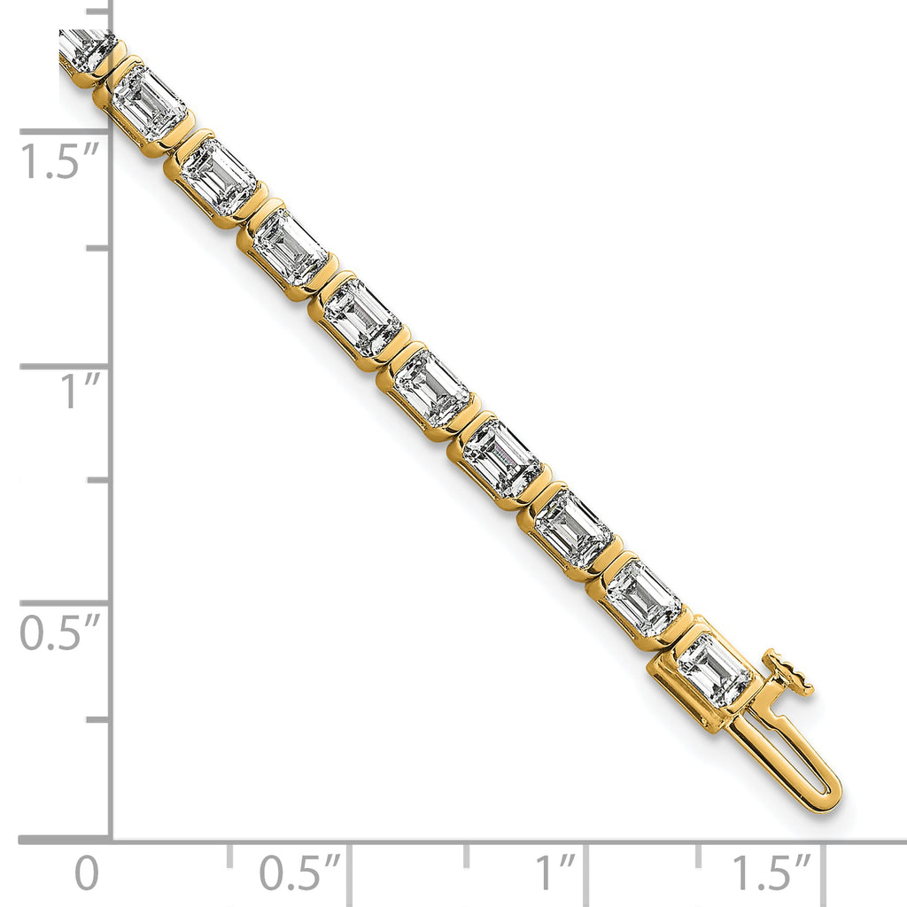14k 7 1/2 carat Certified Lab Grown Diamond VS/SI+ G+ Complete Emerald Bezel Set Tennis Bracelet - Sophia Jewelers