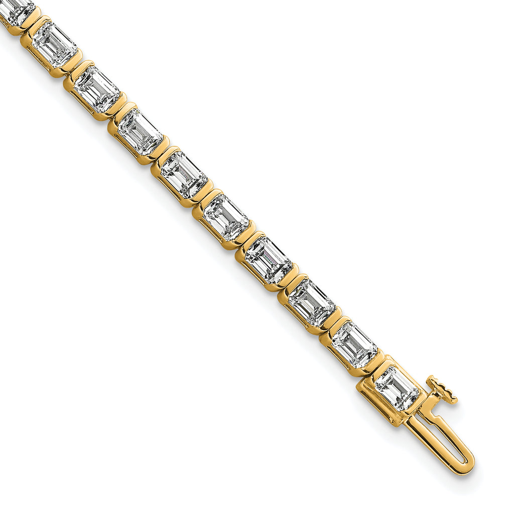 14k 7 1/2 carat Lab Grown Diamond VS+ F+ Complete Emerald Bezel Set Tennis Bracelet - Sophia Jewelers