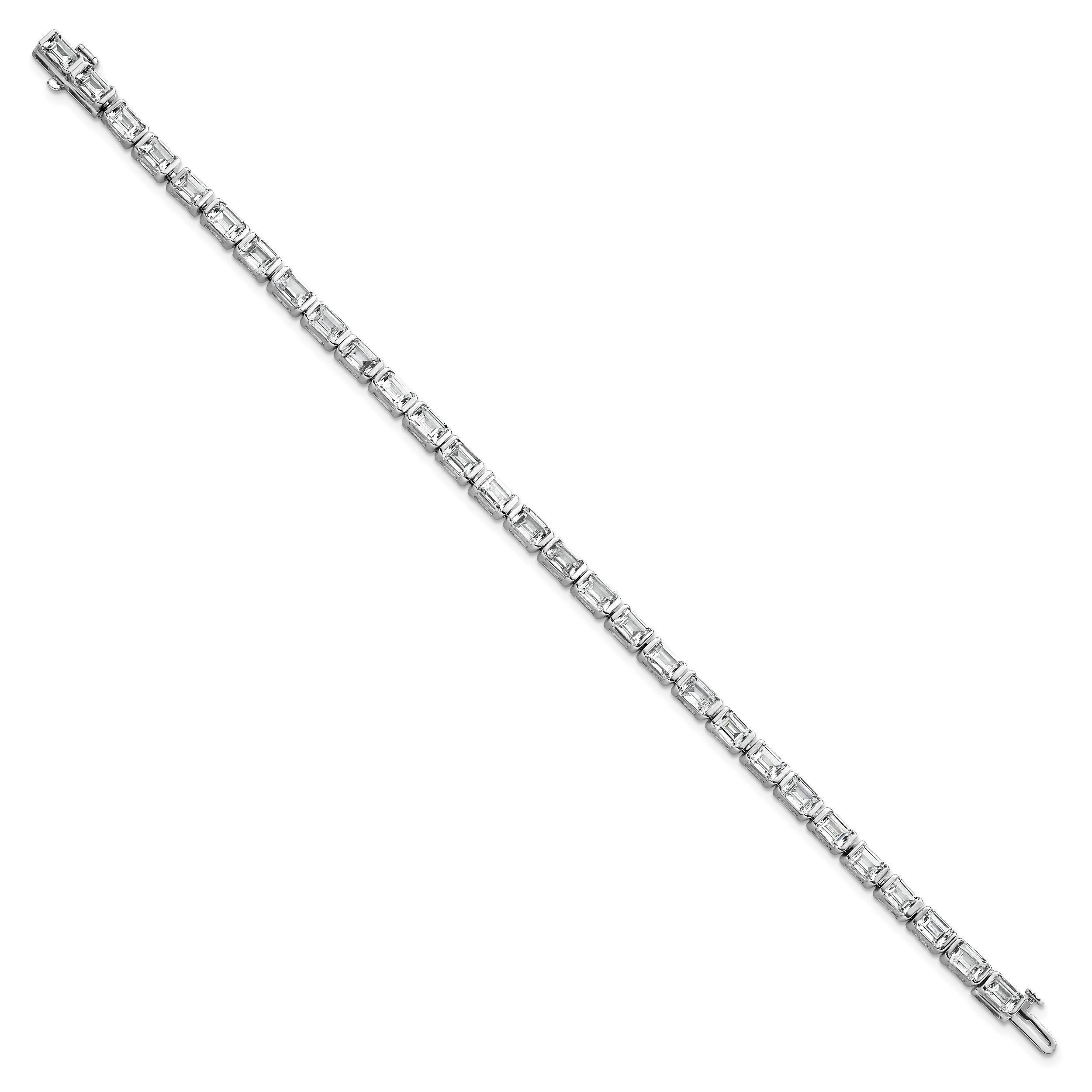 14k White Gold 10 carat Lab Grown Diamond VS+ F+ Complete Emerald Bezel Set Tennis Bracelet - Sophia Jewelers