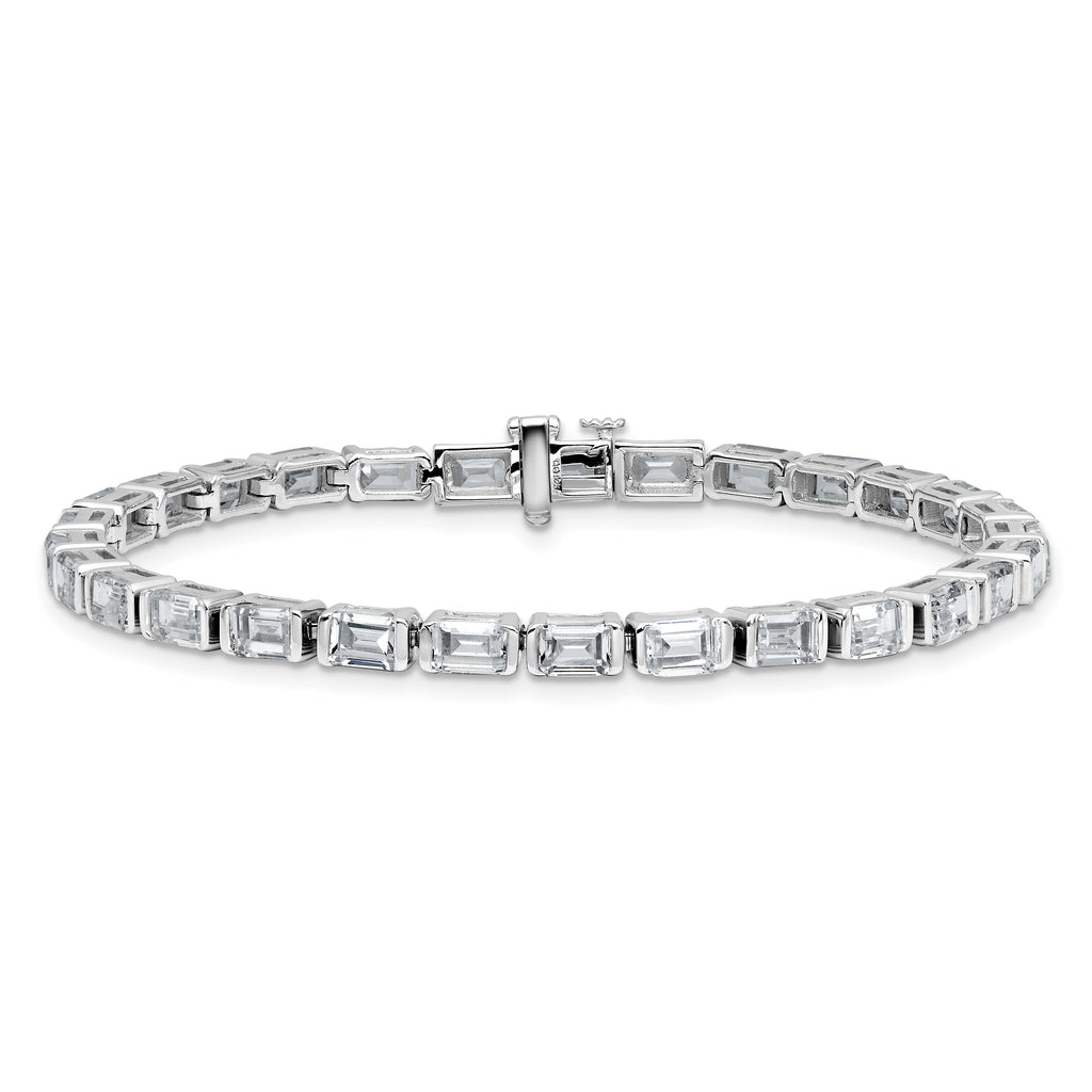 14k White Gold 10 carat Certified Lab Grown Diamond VS+ F+ Complete Emerald Bezel Set Tennis Bracele - Sophia Jewelers