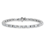 14k White Gold 10 carat Certified Lab Grown Diamond VS+ F+ Complete Emerald Bezel Set Tennis Bracele - Sophia Jewelers