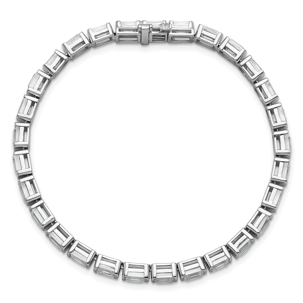 14k White Gold 10 carat Lab Grown Diamond VS/SI+ G+ Complete Emerald Bezel Set Tennis Bracelet - Sophia Jewelers