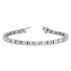 14k White Gold 10 carat Certified Lab Grown Diamond VS/SI+ G+ Complete Emerald Bezel Set Tennis Brac - Sophia Jewelers