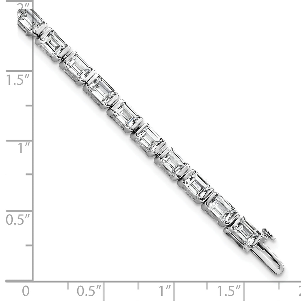 14k White Gold 10 carat Certified Lab Grown Diamond VS/SI+ G+ Complete Emerald Bezel Set Tennis Brac - Sophia Jewelers
