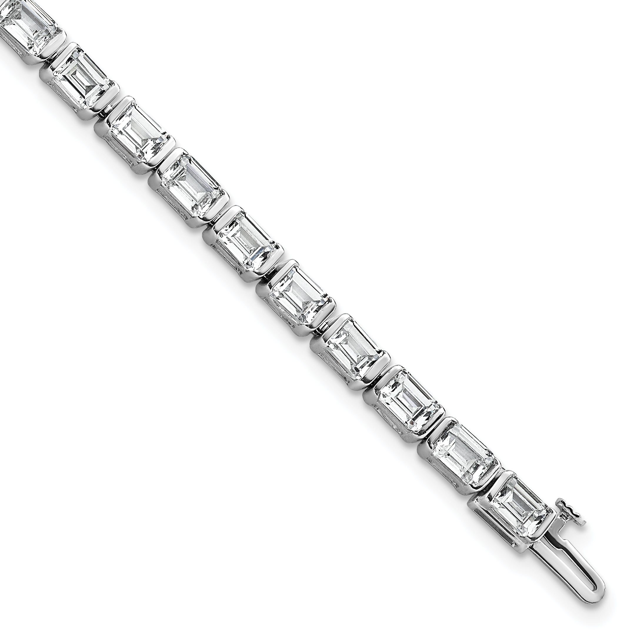 14k White Gold 10 carat Lab Grown Diamond VS/SI+ G+ Complete Emerald Bezel Set Tennis Bracelet - Sophia Jewelers Main image