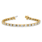 14k 10 carat Certified Lab Grown Diamond VS+ F+ Complete Emerald Bezel Set Tennis Bracelet - Sophia Jewelers