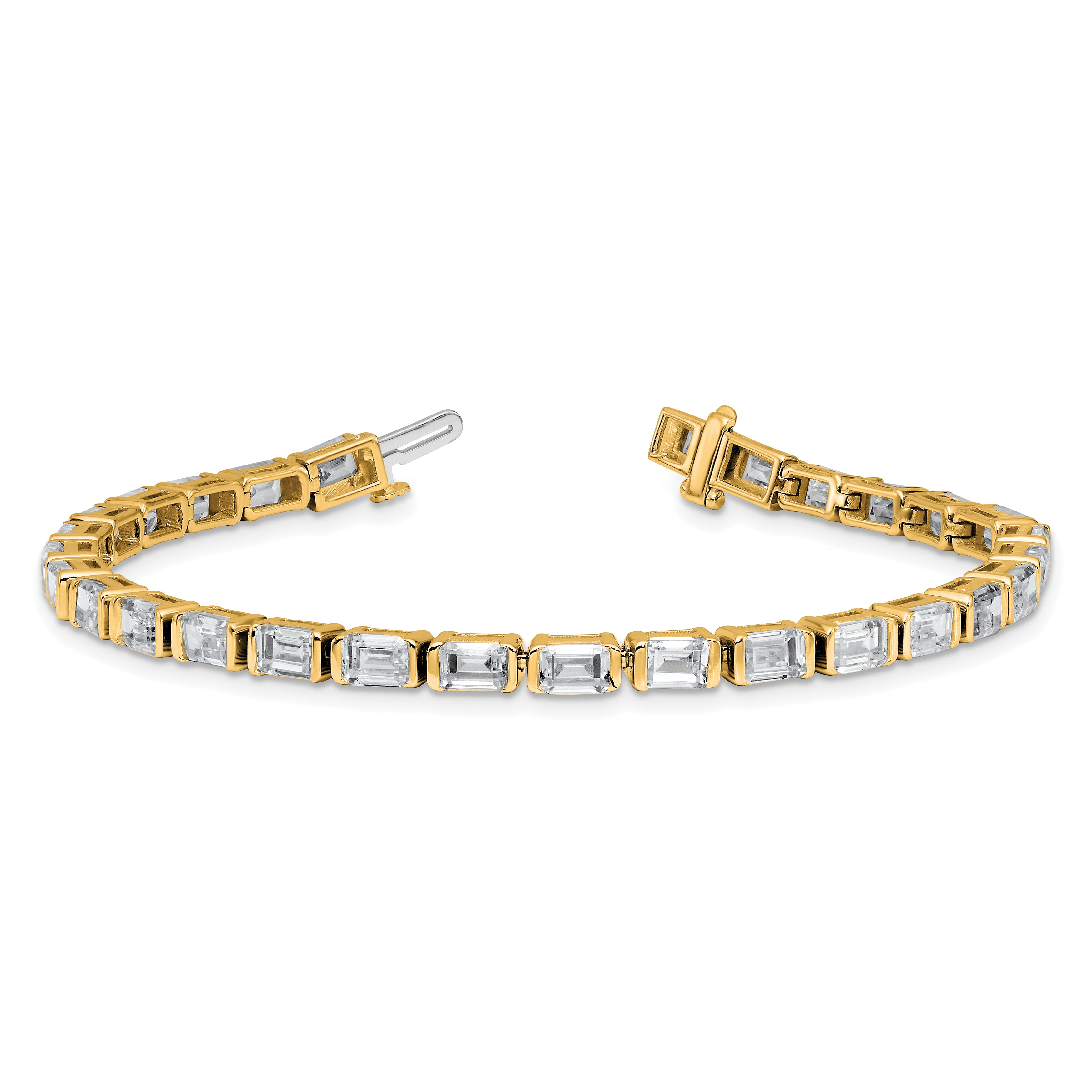 14k 10 carat Lab Grown Diamond VS/SI+ G+ Complete Emerald Bezel Set Tennis Bracelet - Sophia Jewelers