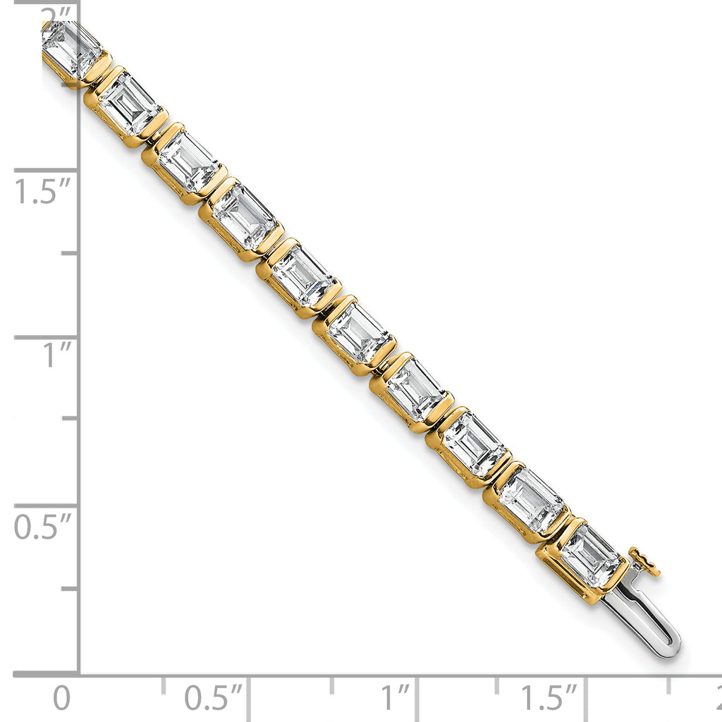 14k 10 carat Certified Lab Grown Diamond VS+ F+ Complete Emerald Bezel Set Tennis Bracelet - Sophia Jewelers
