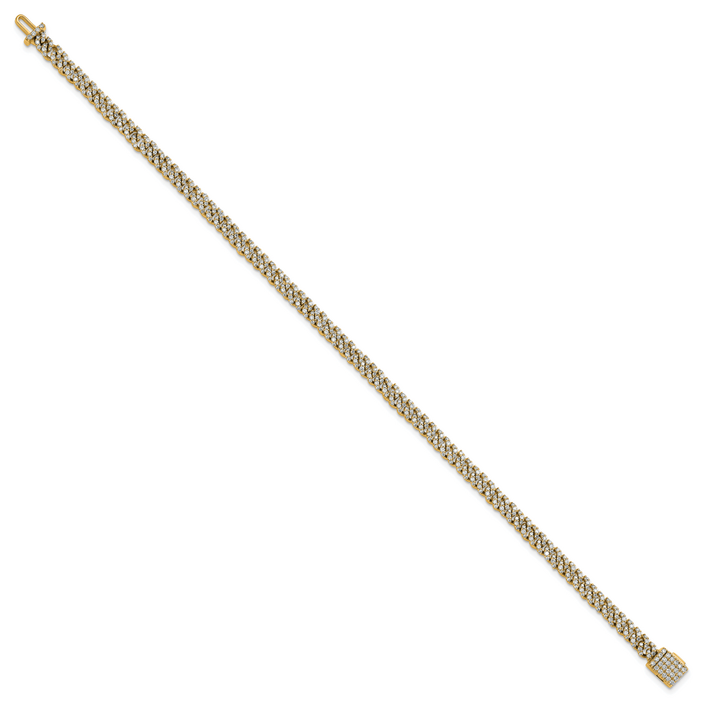 10 Karat 2 carat Lab Grown Diamond VS+ F+ Complete 4mm Pav‚ Cuban Link 8 Bracelet - View 2