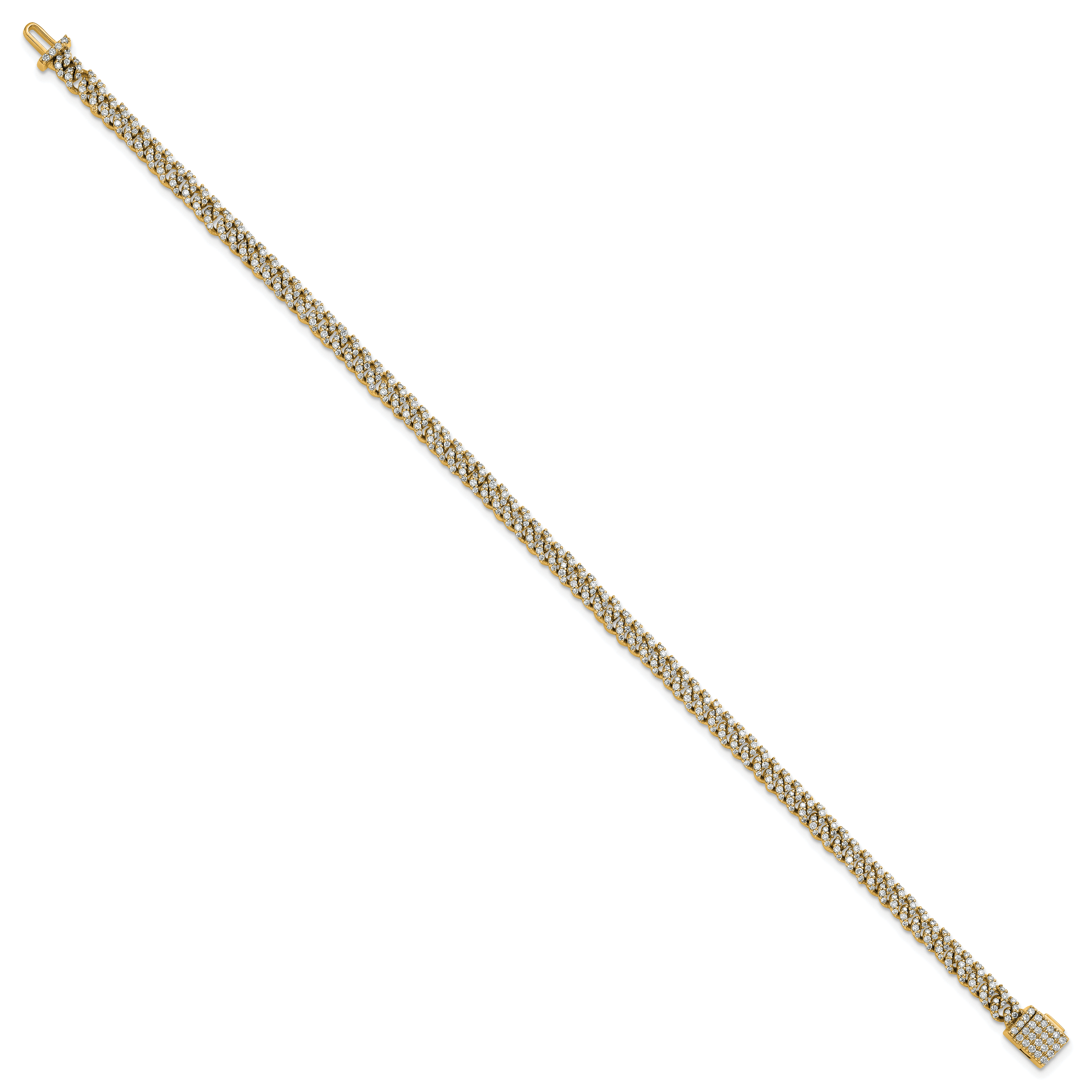 10 Karat 2 carat Lab Grown Diamond VS/SI+ G+ Complete 4mm Pav‚ Cuban Link 8 Bracelet - View 2