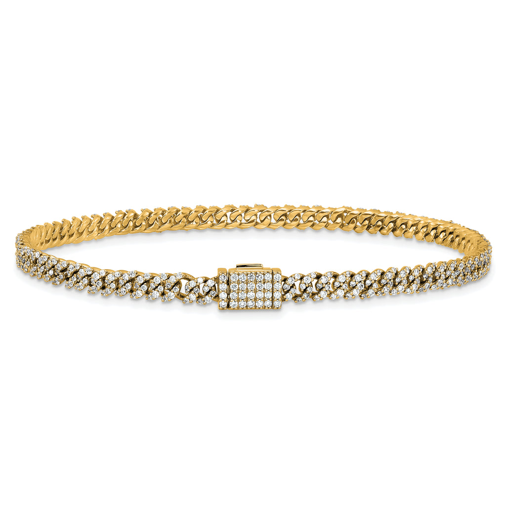 10 Karat 2 carat Lab Grown Diamond VS+ F+ Complete 4mm Pav‚ Cuban Link 8 Bracelet - View 3