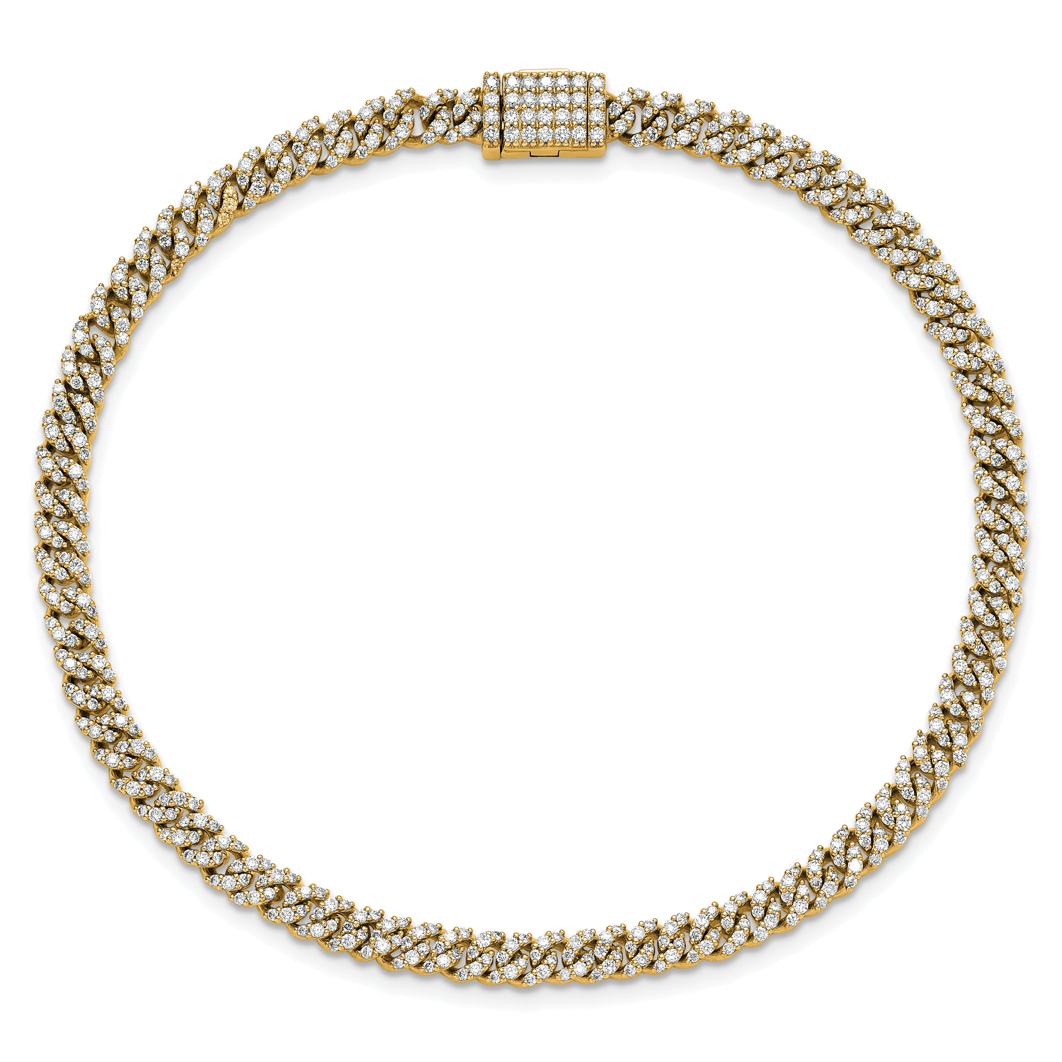 14k 2 carat Lab Grown Diamond VS+ F+ Complete 4mm Pavâ Cuban Link 8 Bracelet - Sophia Jewelers