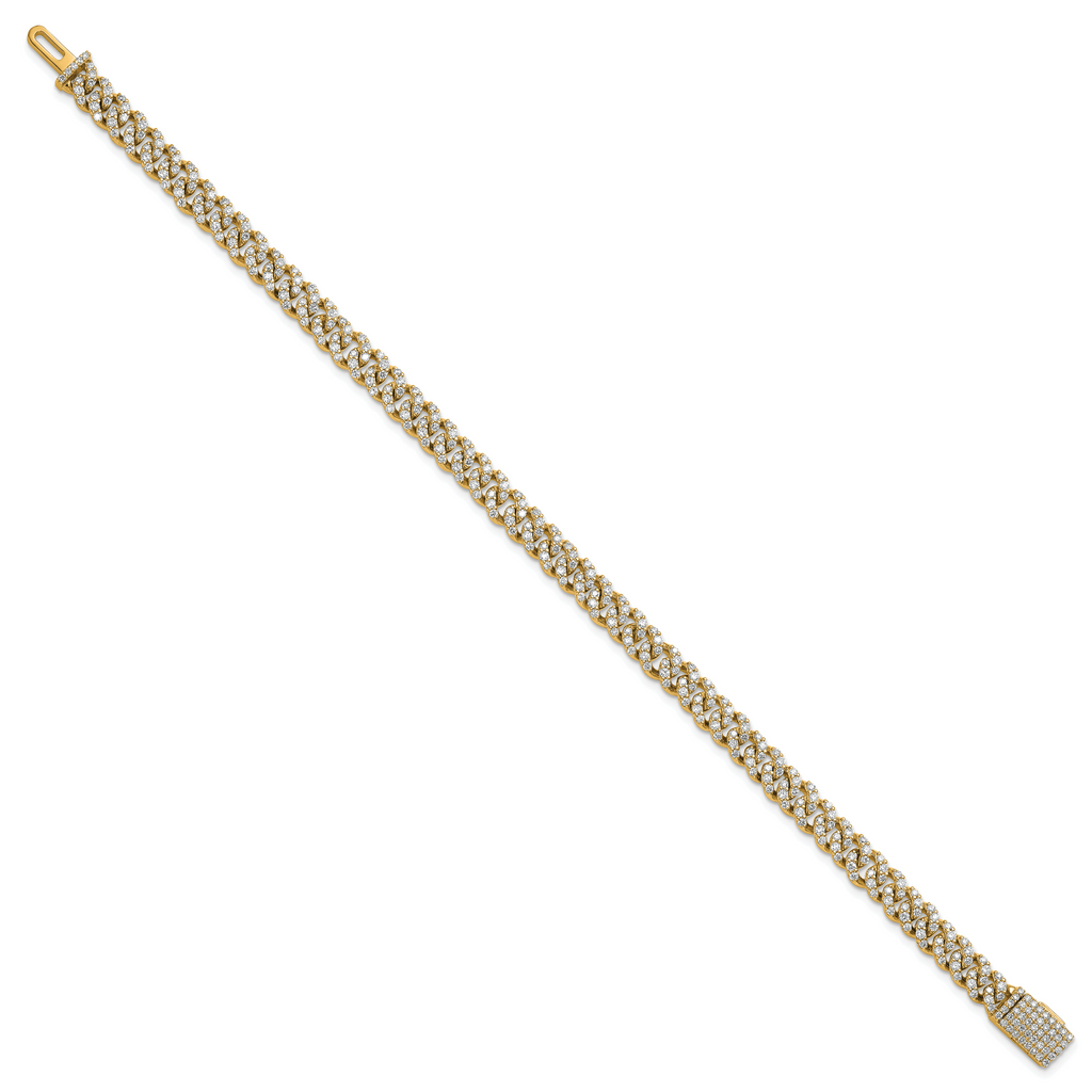 10 Karat 3 1/3 carat Lab Grown Diamond VS/SI+ G+ Complete 4mm Pav‚ Cuban Link 8 Bracelet - View 2