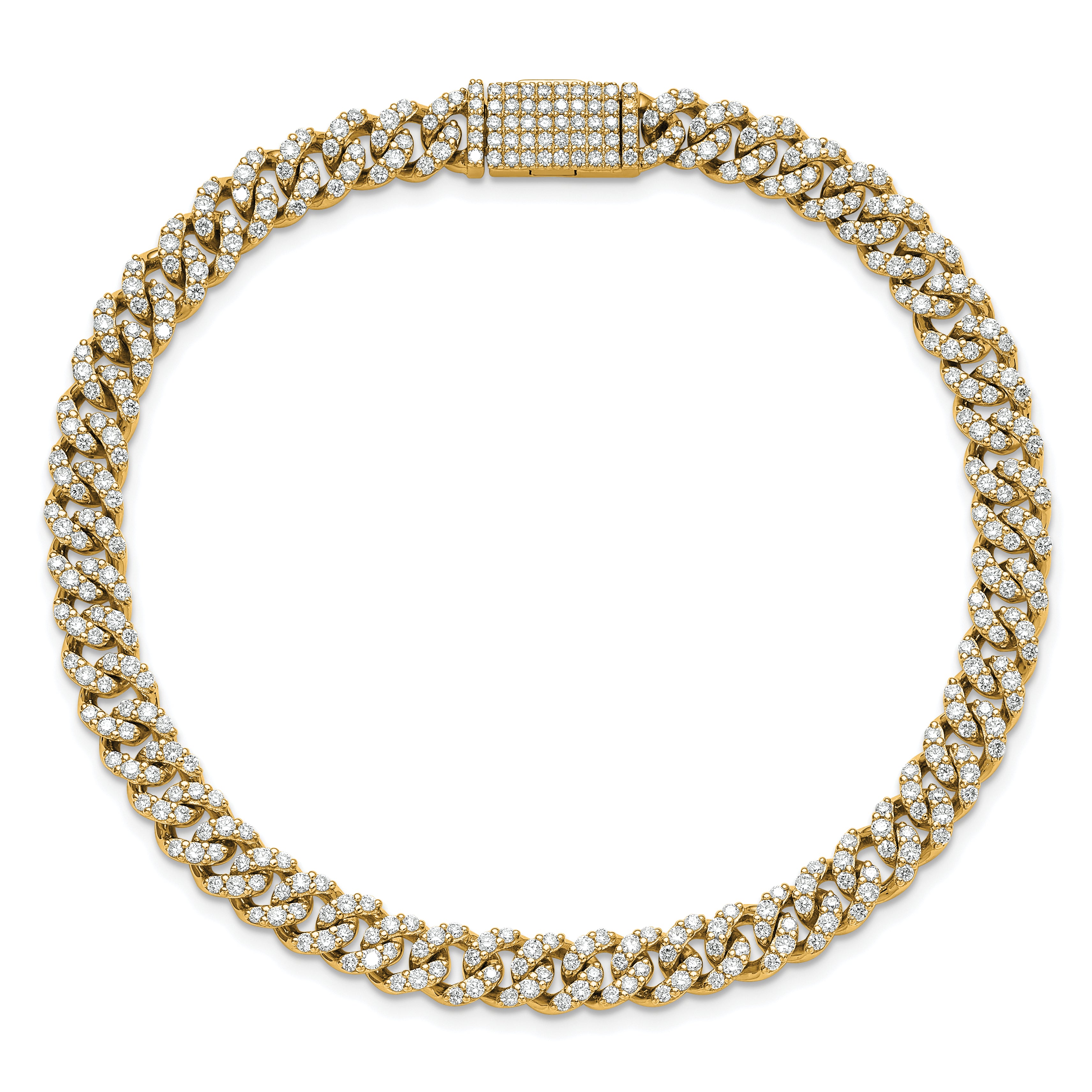 10 Karat 3 1/3 carat Lab Grown Diamond VS/SI+ G+ Complete 4mm Pav‚ Cuban Link 8 Bracelet - View 4