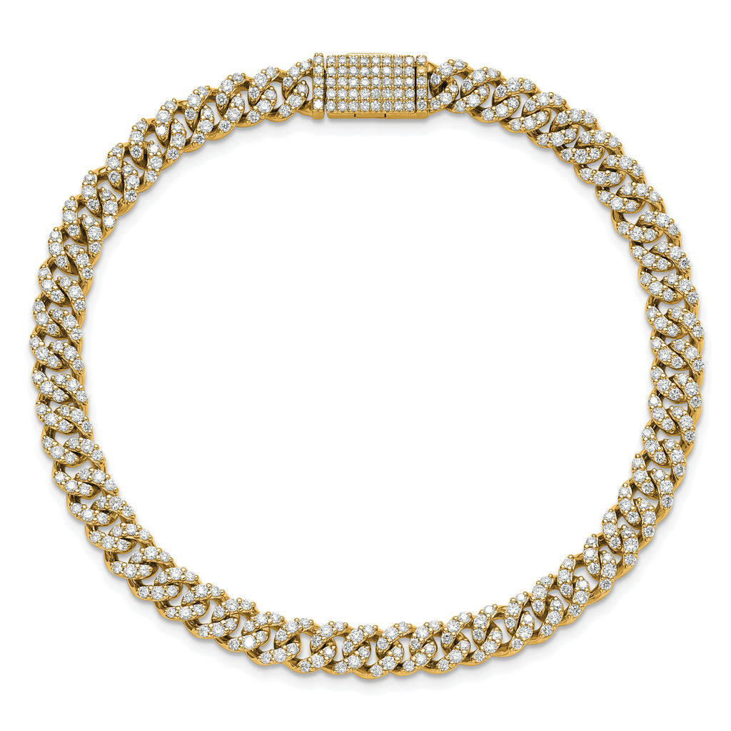 14k 3 1/3 carat Lab Grown Diamond VS/SI+ G+ Complete 4mm Pavâ Cuban Link 8 Bracelet - Sophia Jewelers