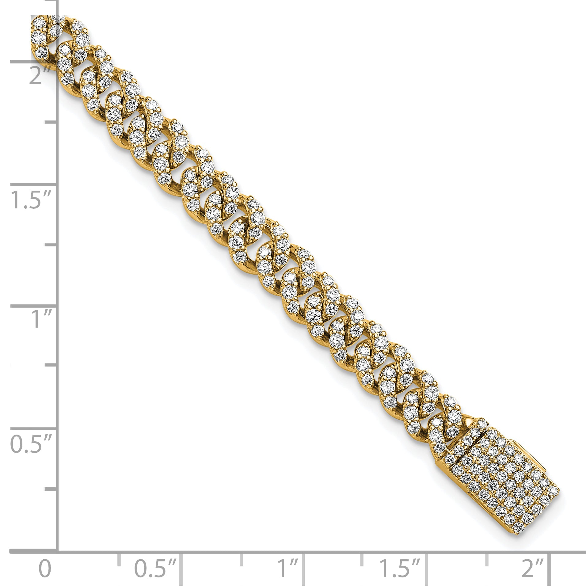 10 Karat 3 1/3 carat Lab Grown Diamond VS+ F+ Complete 4mm Pav‚ Cuban Link 8 Bracelet - View 5