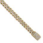 14k 3 1/3 carat Lab Grown Diamond VS+ F+ Complete 4mm Pavâ Cuban Link 8 Bracelet - Sophia Jewelers
