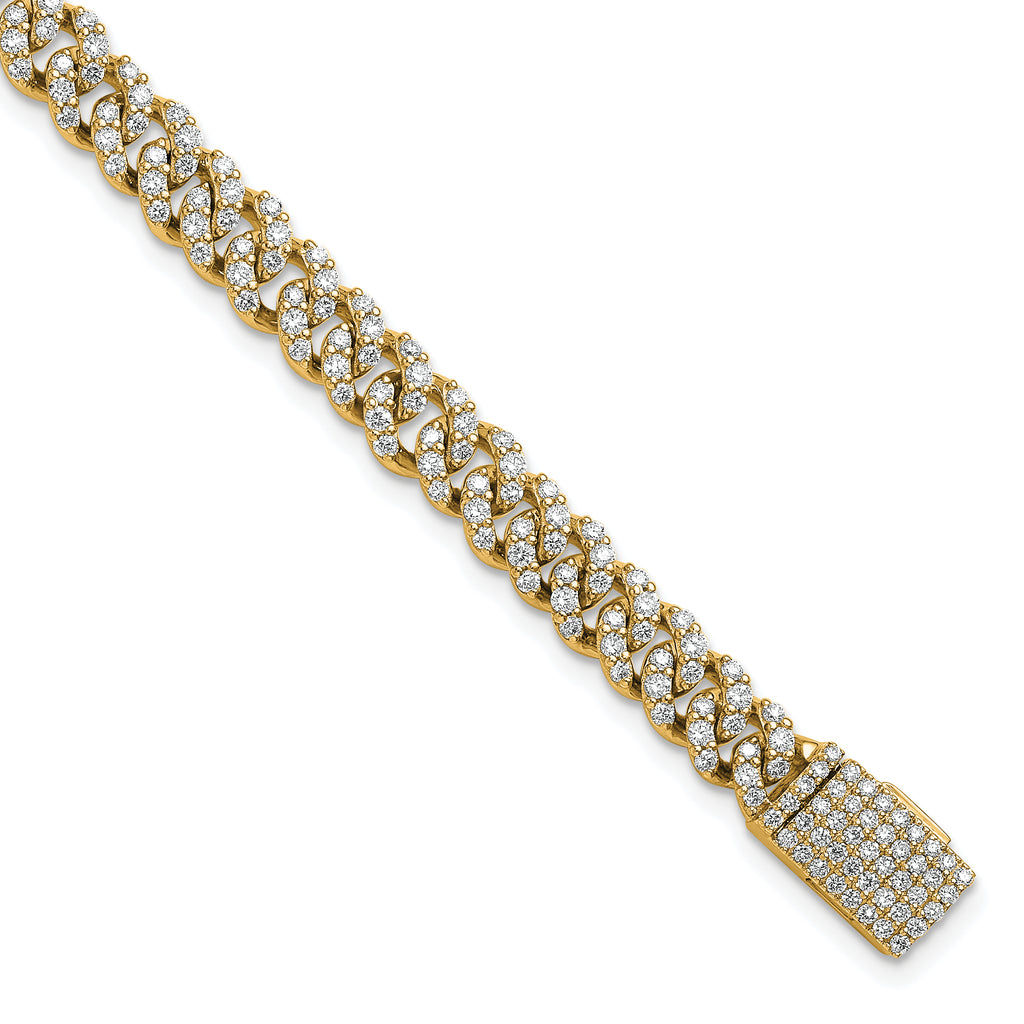 14k 3 1/3 carat Lab Grown Diamond VS/SI+ G+ Complete 4mm Pavâ Cuban Link 8 Bracelet - Sophia Jewelers