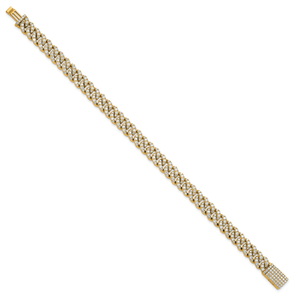 10 Karat 5 carat Lab Grown Diamond VS+ F+ Complete 4mm Pav‚ Cuban Link 8 Bracelet - View 2