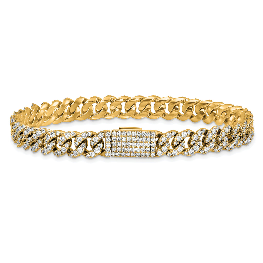 10 Karat 5 carat Lab Grown Diamond VS+ F+ Complete 4mm Pav‚ Cuban Link 8 Bracelet - View 3