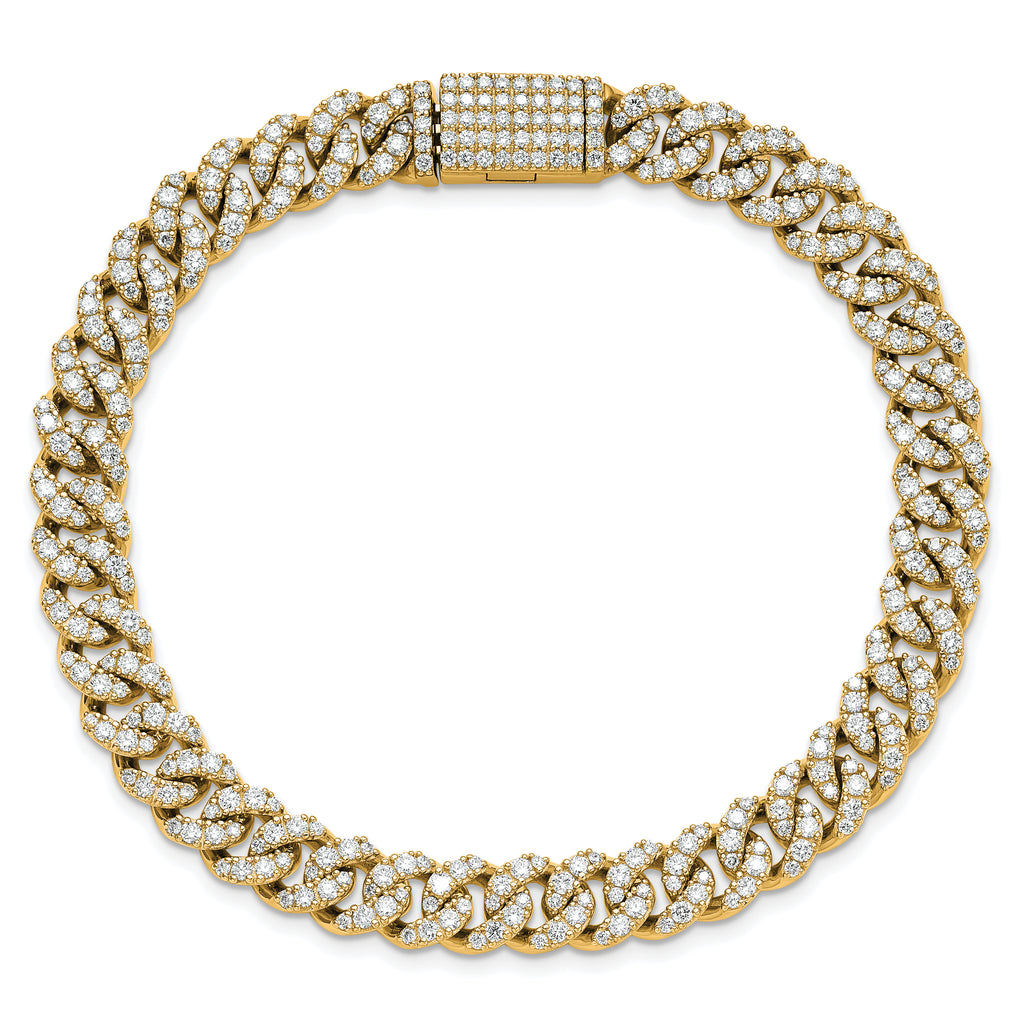 14k 5 carat Lab Grown Diamond VS+ F+ Complete 4mm Pavâ Cuban Link 8 Bracelet - Sophia Jewelers
