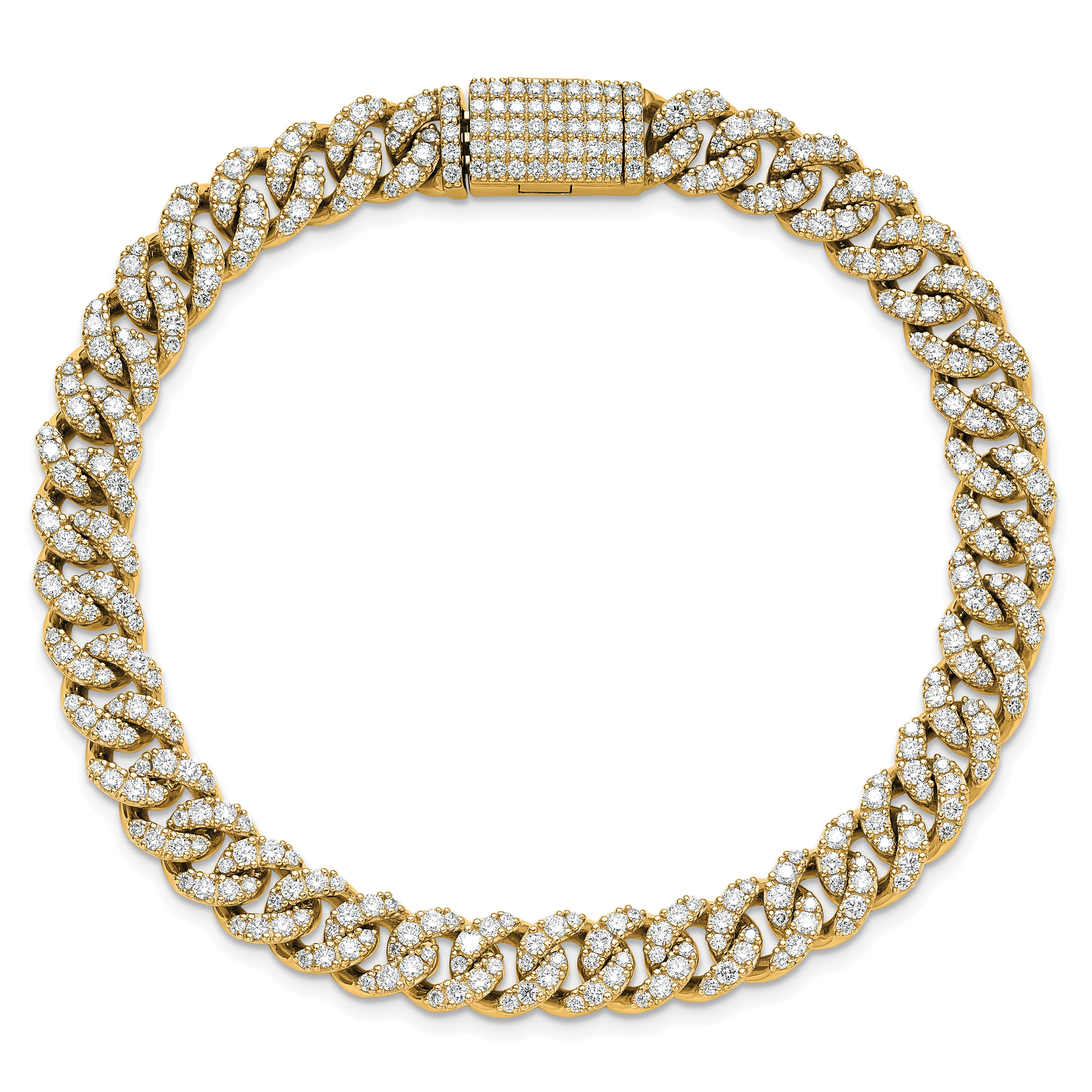 14k 5 carat Lab Grown Diamond VS+ F+ Complete 4mm Pavâ Cuban Link 8 Bracelet - Sophia Jewelers