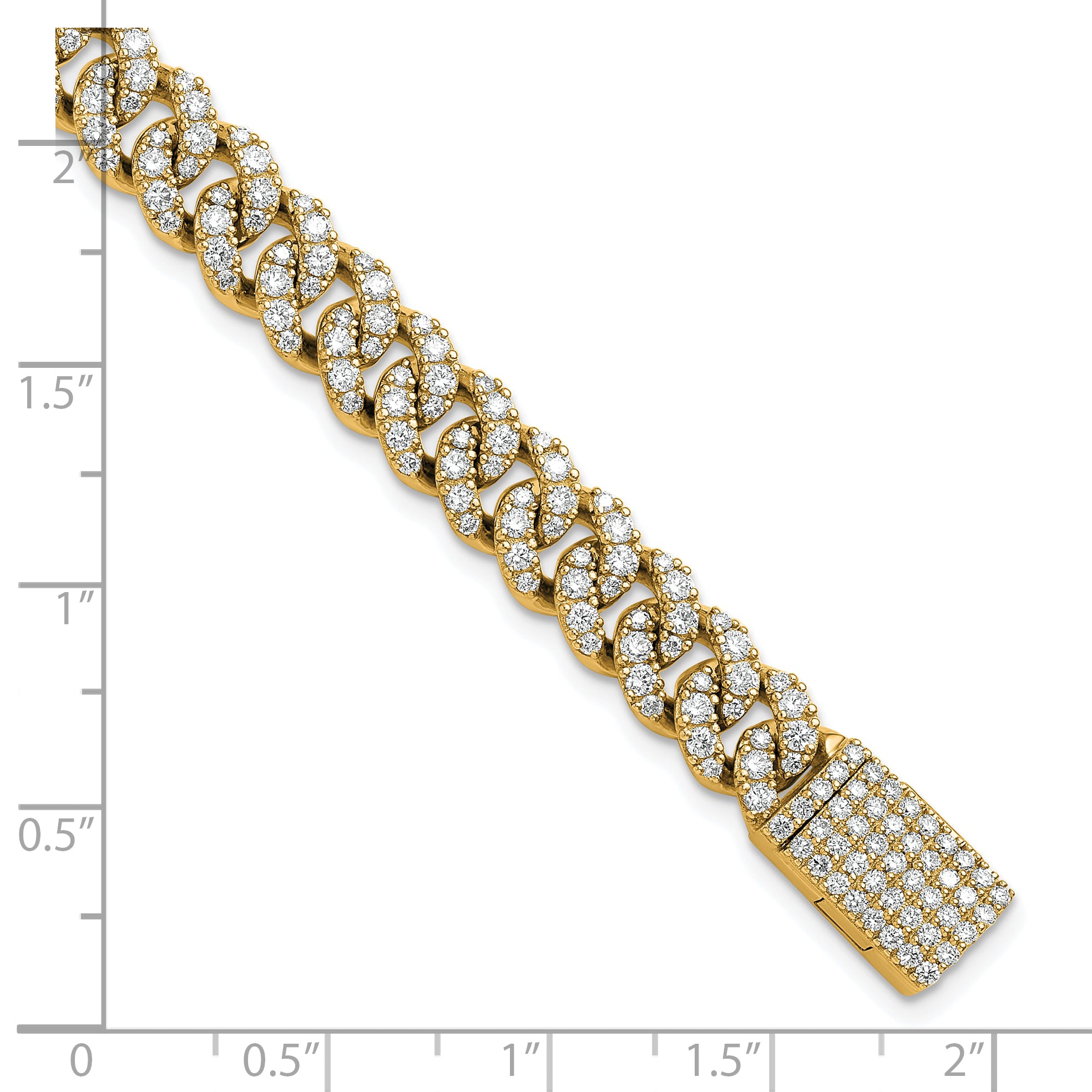 10 Karat 5 carat Lab Grown Diamond VS/SI+ G+ Complete 4mm Pav‚ Cuban Link 8 Bracelet - View 5