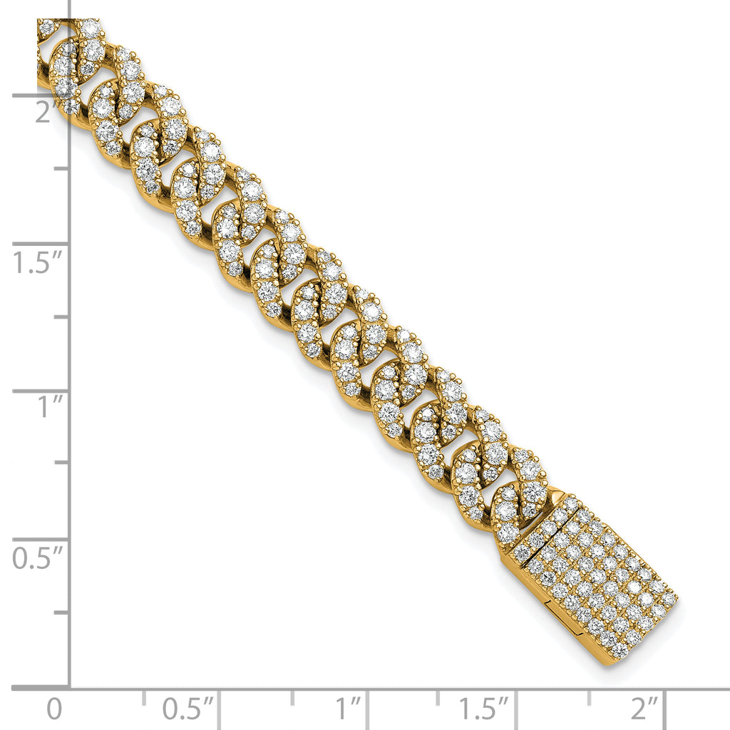 10 Karat 5 carat Lab Grown Diamond VS+ F+ Complete 4mm Pav‚ Cuban Link 8 Bracelet - View 5