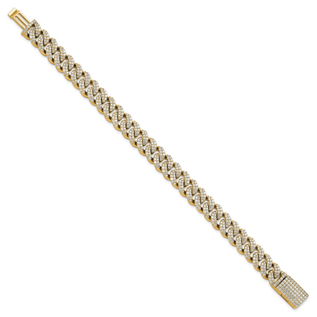 10 Karat 6 1/6 carat Lab Grown Diamond VS+ F+ Complete 4mm Pav‚ Cuban Link 8 Bracelet - View 2