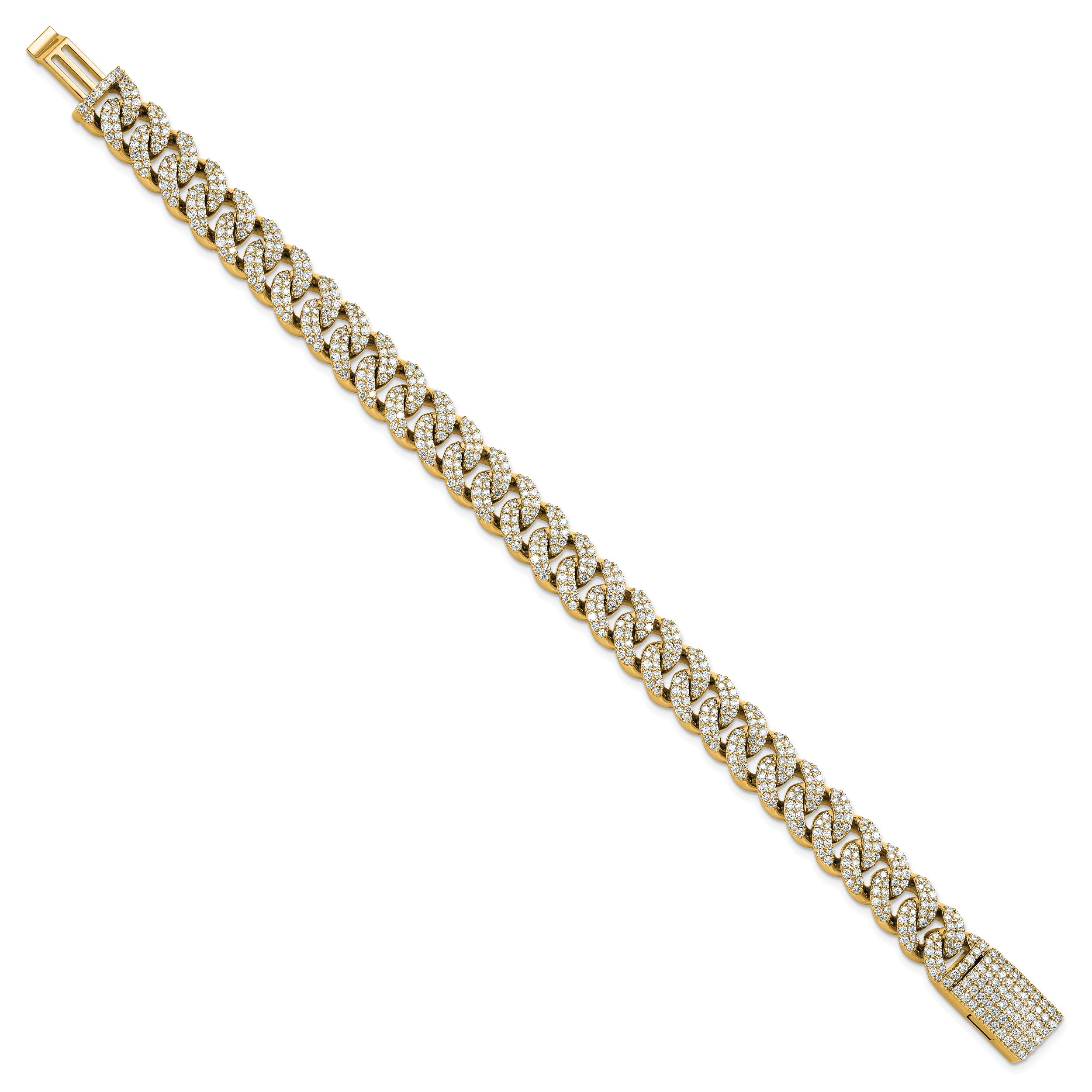 10 Karat 6 1/6 carat Lab Grown Diamond VS+ F+ Complete 4mm Pav‚ Cuban Link 8 Bracelet - View 2