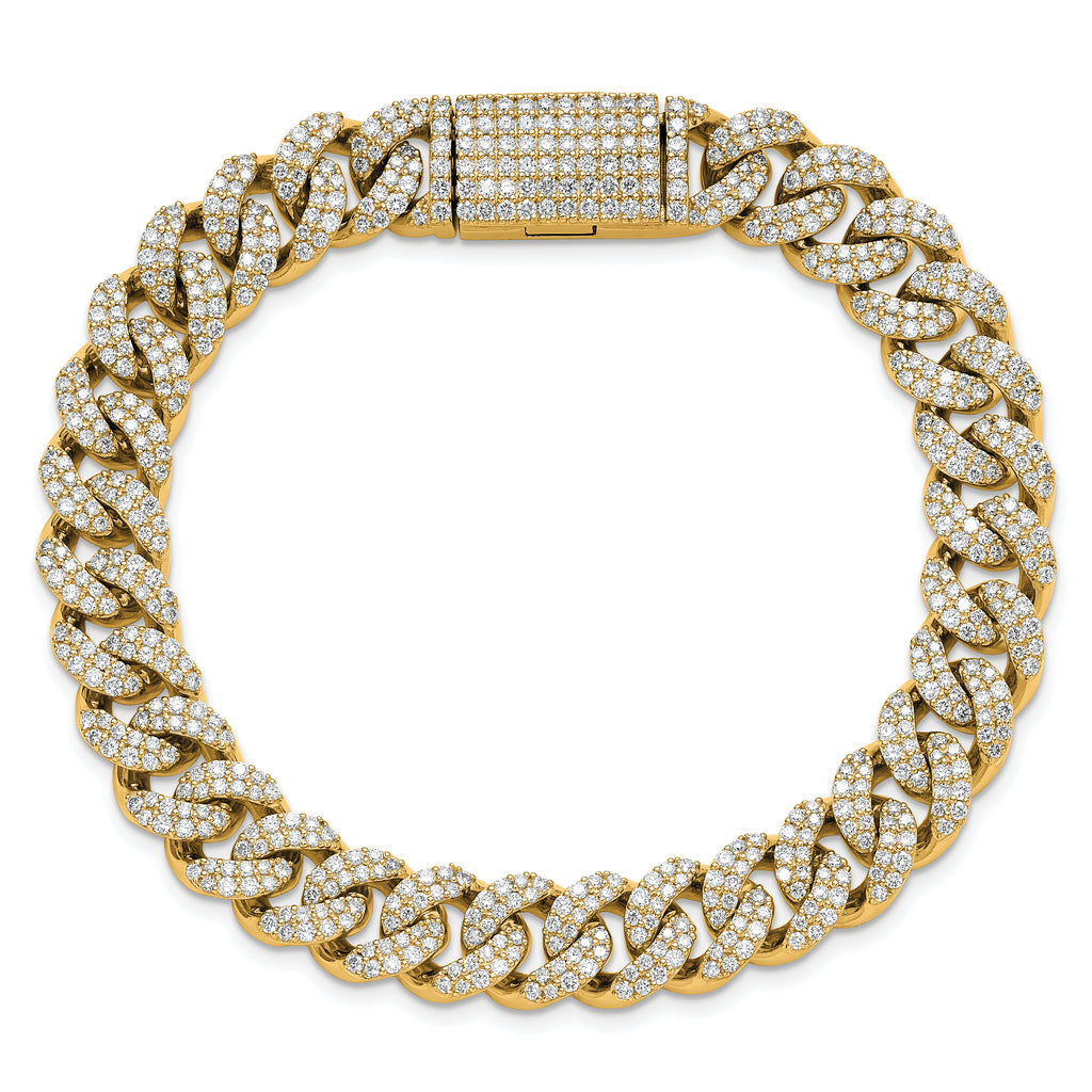 10 Karat 6 1/6 carat Lab Grown Diamond VS+ F+ Complete 4mm Pav‚ Cuban Link 8 Bracelet - View 4