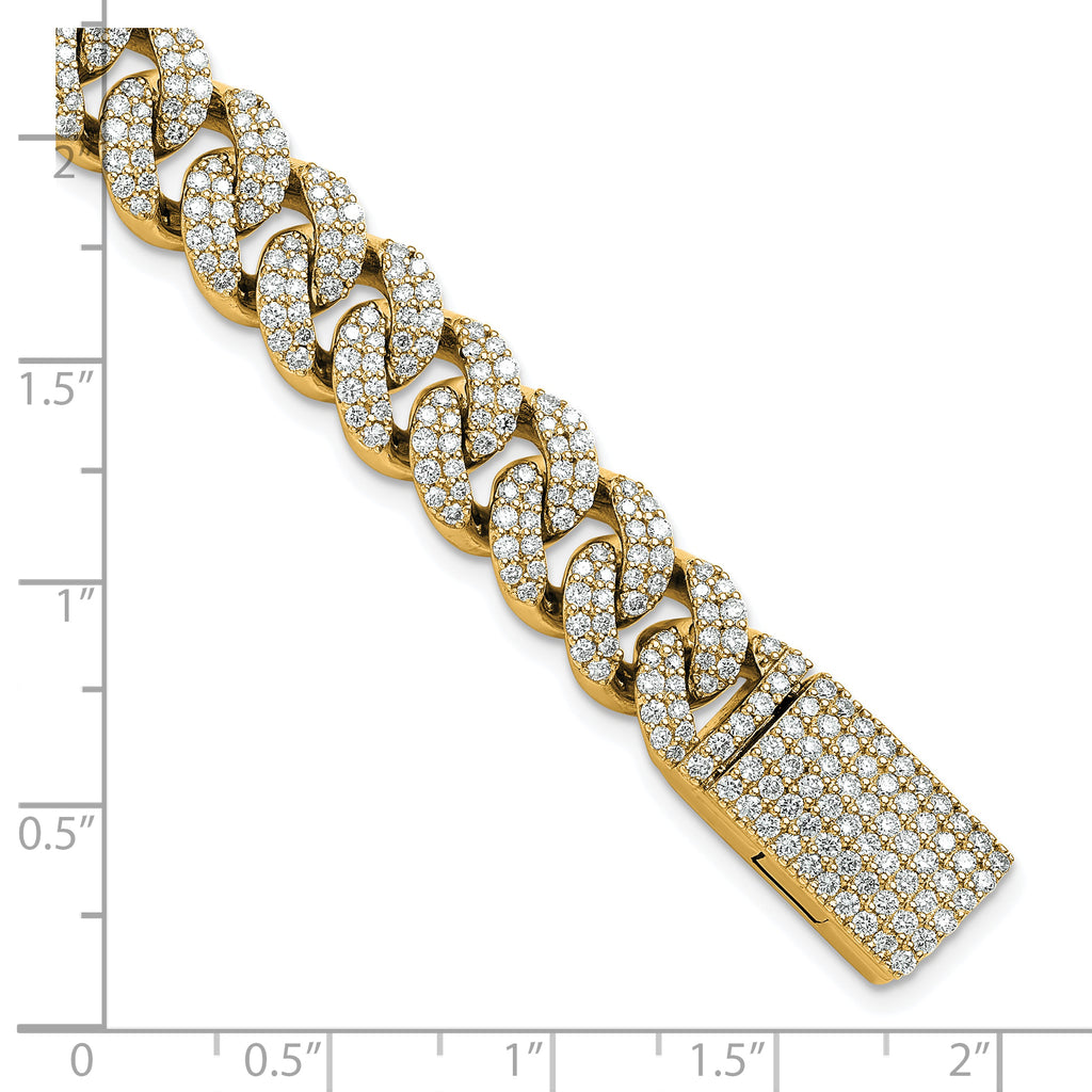 14k 6 1/6 carat Lab Grown Diamond VS+ F+ Complete 4mm Pavâ Cuban Link 8 Bracelet - Sophia Jewelers