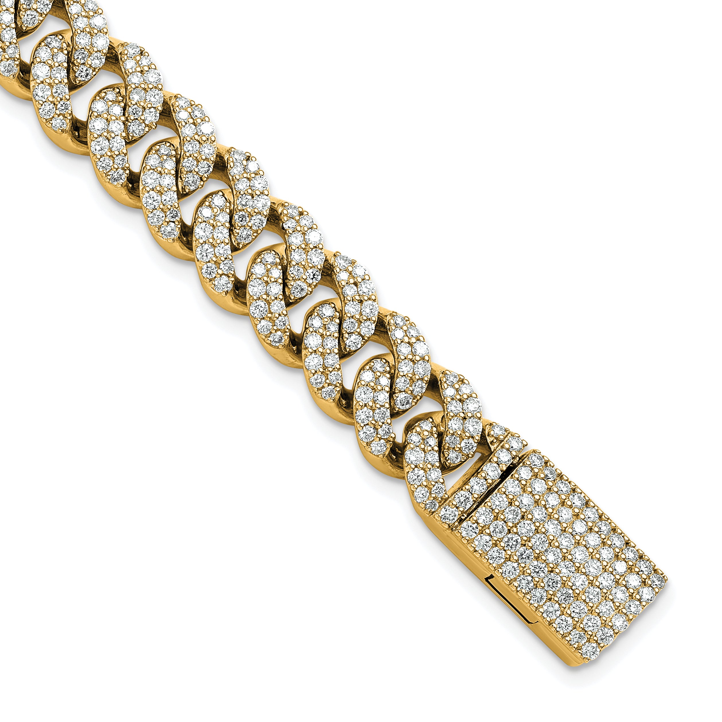 14k 6 1/6 carat Lab Grown Diamond VS+ F+ Complete 4mm Pavâ Cuban Link 8 Bracelet - Sophia Jewelers