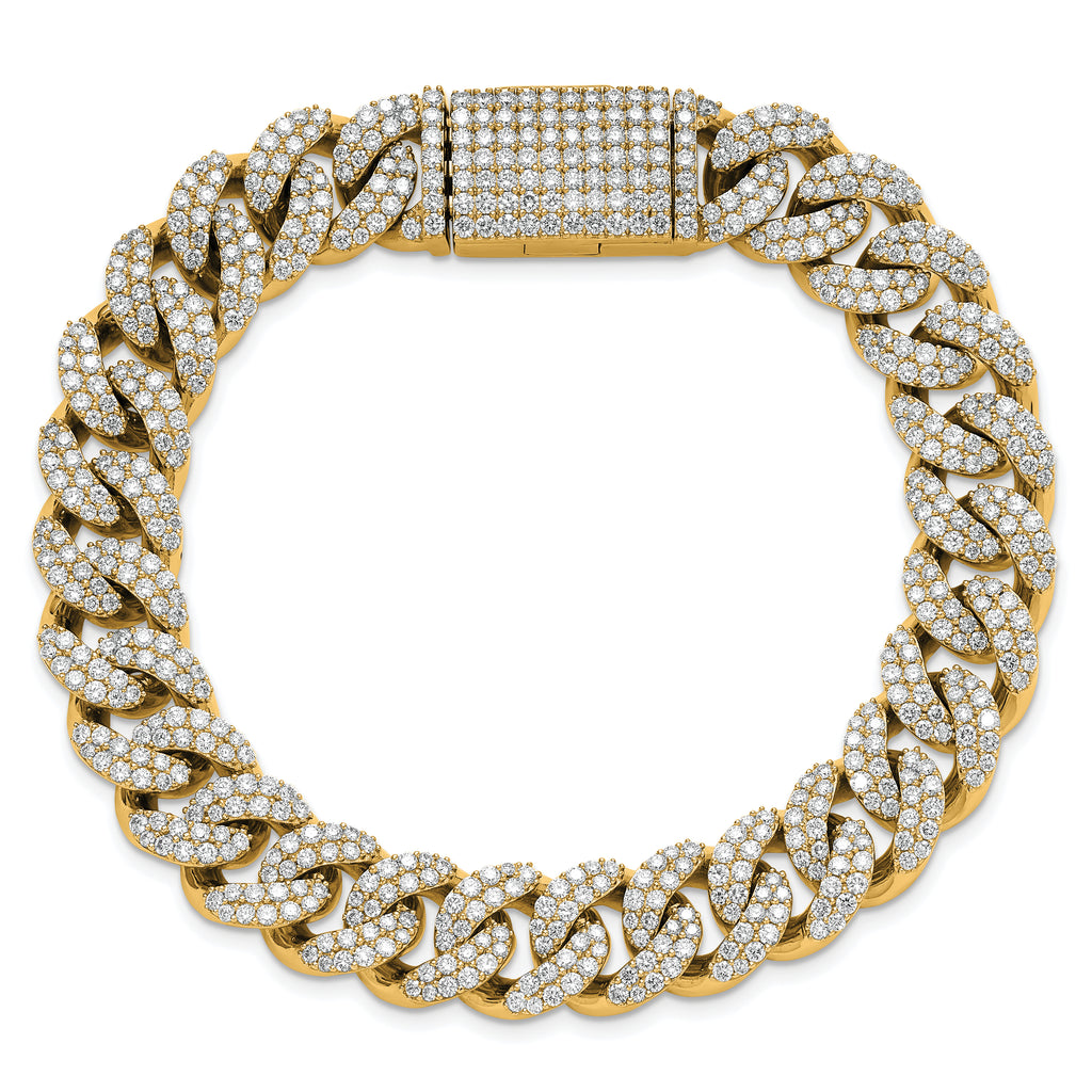 14k 9 1/6 carat Lab Grown Diamond VS/SI+ G+ Complete 4mm Pavâ Cuban Link 8 Bracelet - Sophia Jewelers