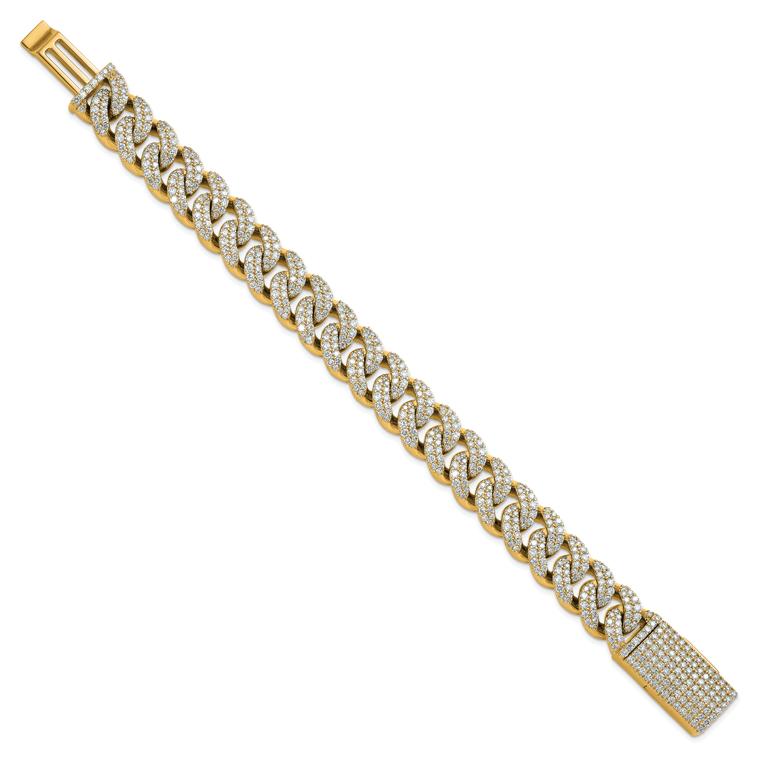 10 Karat 11 3/8 carat Lab Grown Diamond VS+ F+ Complete 4mm Pav‚ Cuban Link 8 Bracelet - View 2