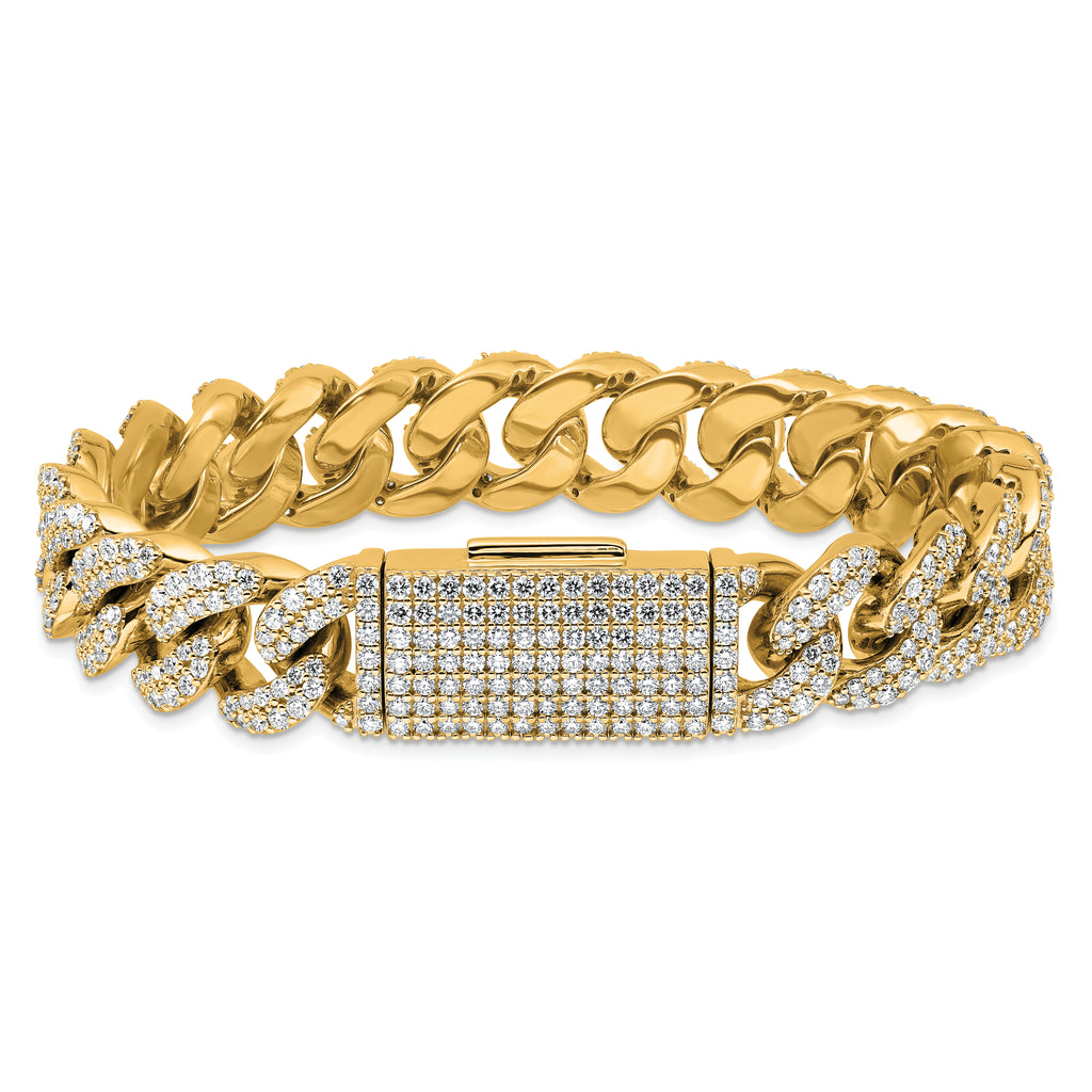 10 Karat 11 3/8 carat Lab Grown Diamond VS+ F+ Complete 4mm Pav‚ Cuban Link 8 Bracelet - View 3