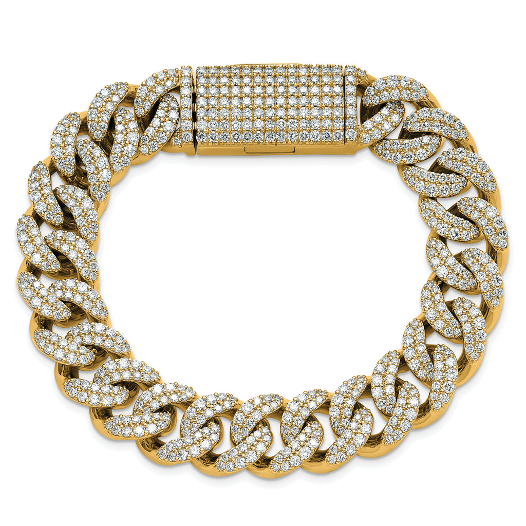 14k 11 3/8 carat Lab Grown Diamond VS+ F+ Complete 4mm Pavâ Cuban Link 8 Bracelet - Sophia Jewelers