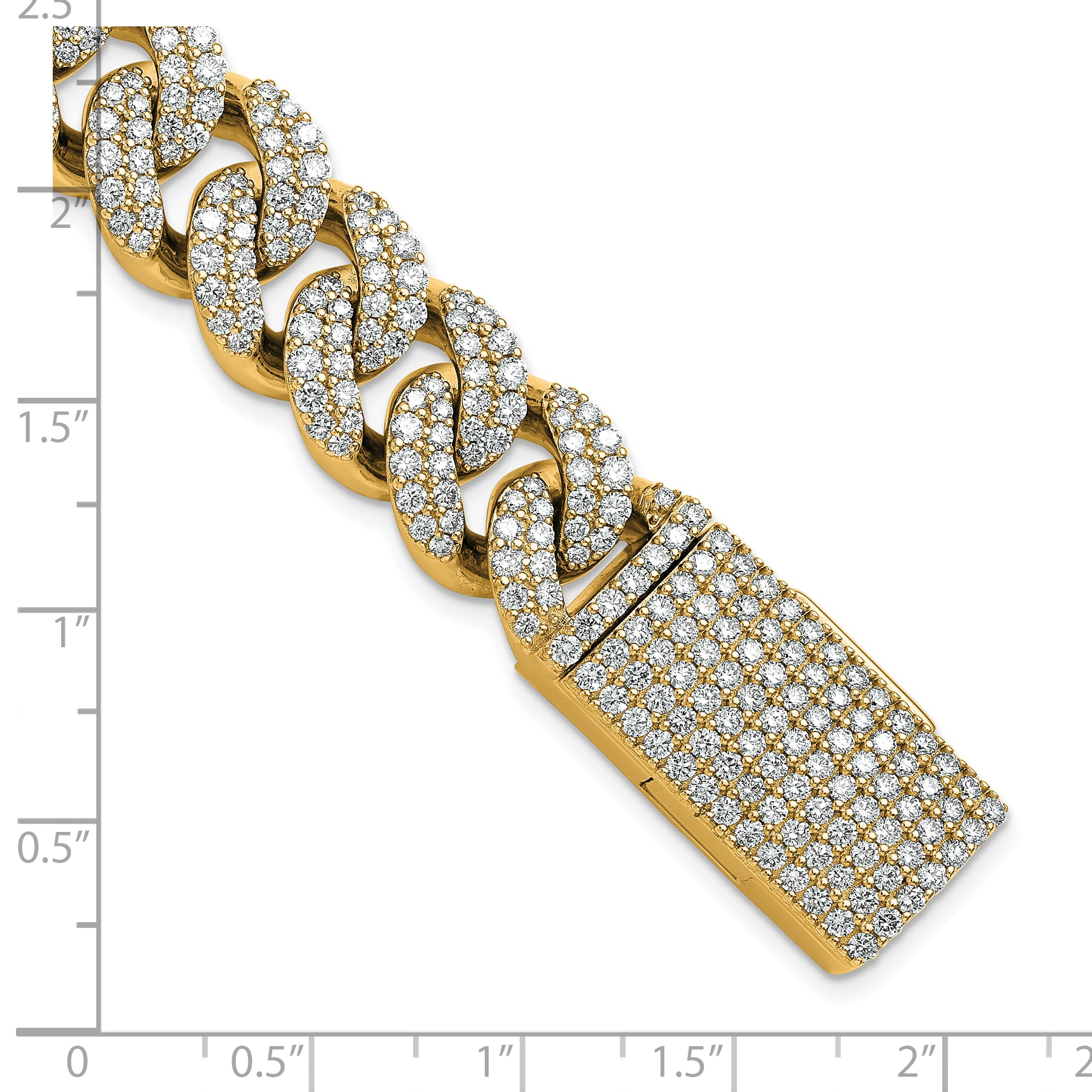 10 Karat 11 3/8 carat Lab Grown Diamond VS+ F+ Complete 4mm Pav‚ Cuban Link 8 Bracelet - View 5