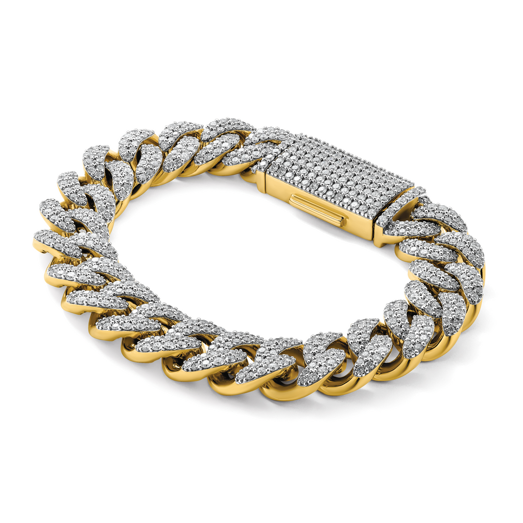 14k 11 3/8 carat Lab Grown Diamond VS+ F+ Complete 4mm Pavâ Cuban Link 8 Bracelet - Sophia Jewelers