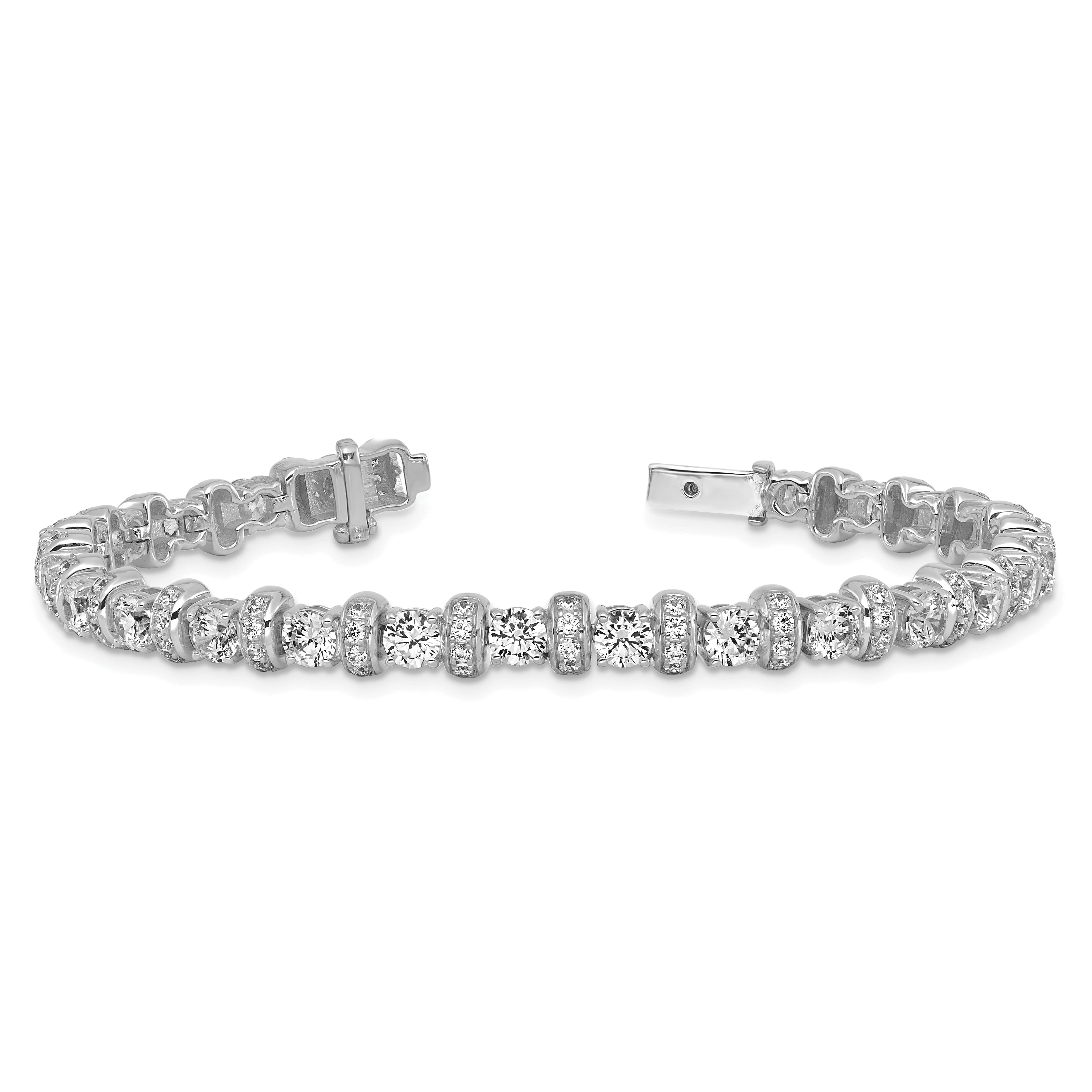 14k White Gold 7 3/4 carat Lab Grown Diamond VS+ F+ Complete Fashion Tennis Bracelet