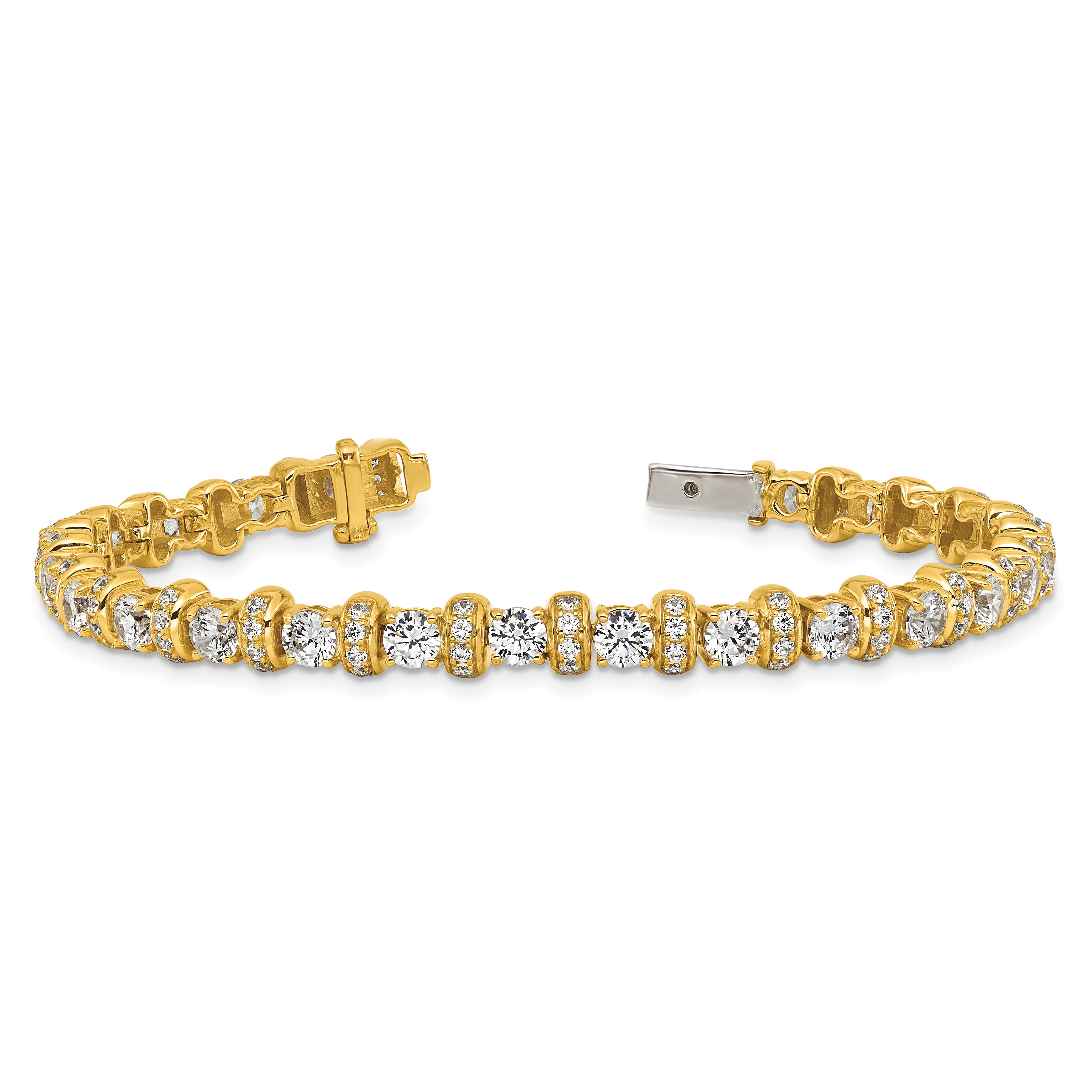 14k 7 3/4 carat Lab Grown Diamond VS+ F+ Complete Fashion Tennis Bracelet
