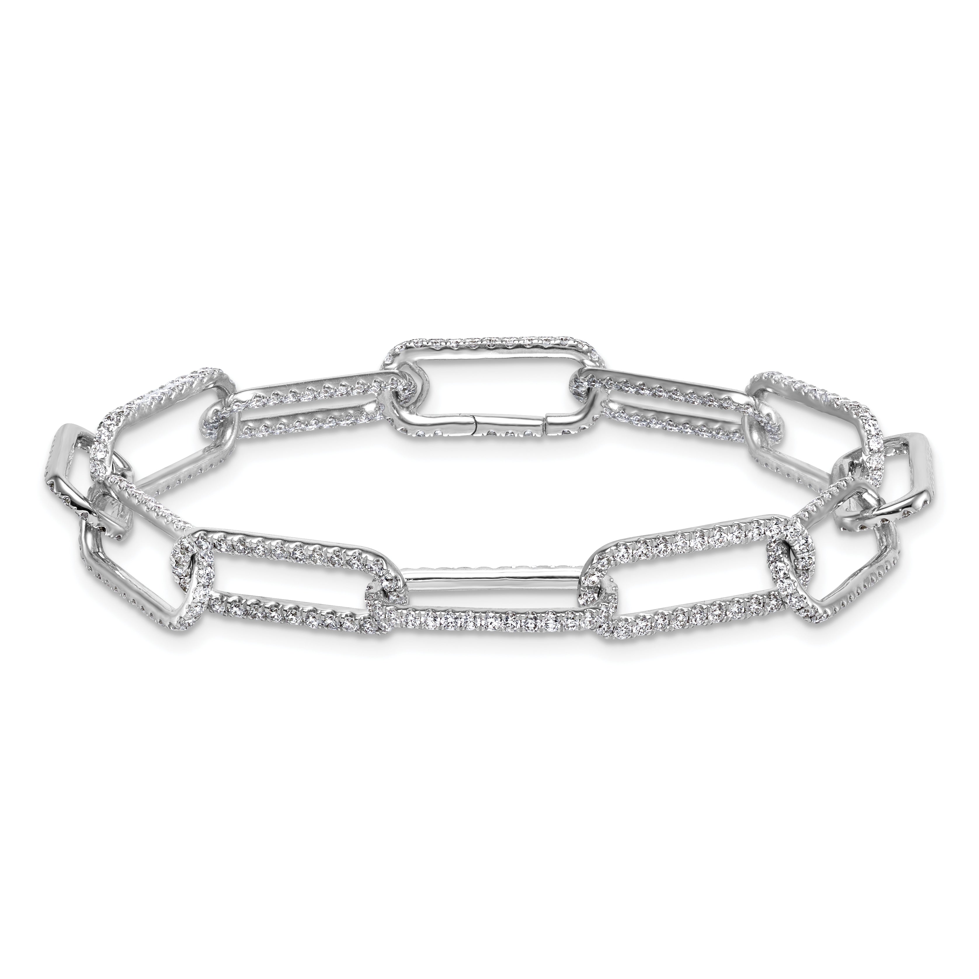 True Origin 14k White Gold 4 carat Lab Grown Diamond VS+ F+ 8 inch Link Bracelet with a 1 inch extension