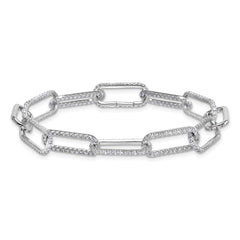 True Origin 14k White Gold 4 carat Lab Grown Diamond VS+ F+ 8 inch Link Bracelet with a 1 inch extension