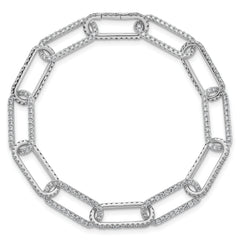 True Origin 14k White Gold 4 carat Lab Grown Diamond VS+ F+ 8 inch Link Bracelet with a 1 inch extension