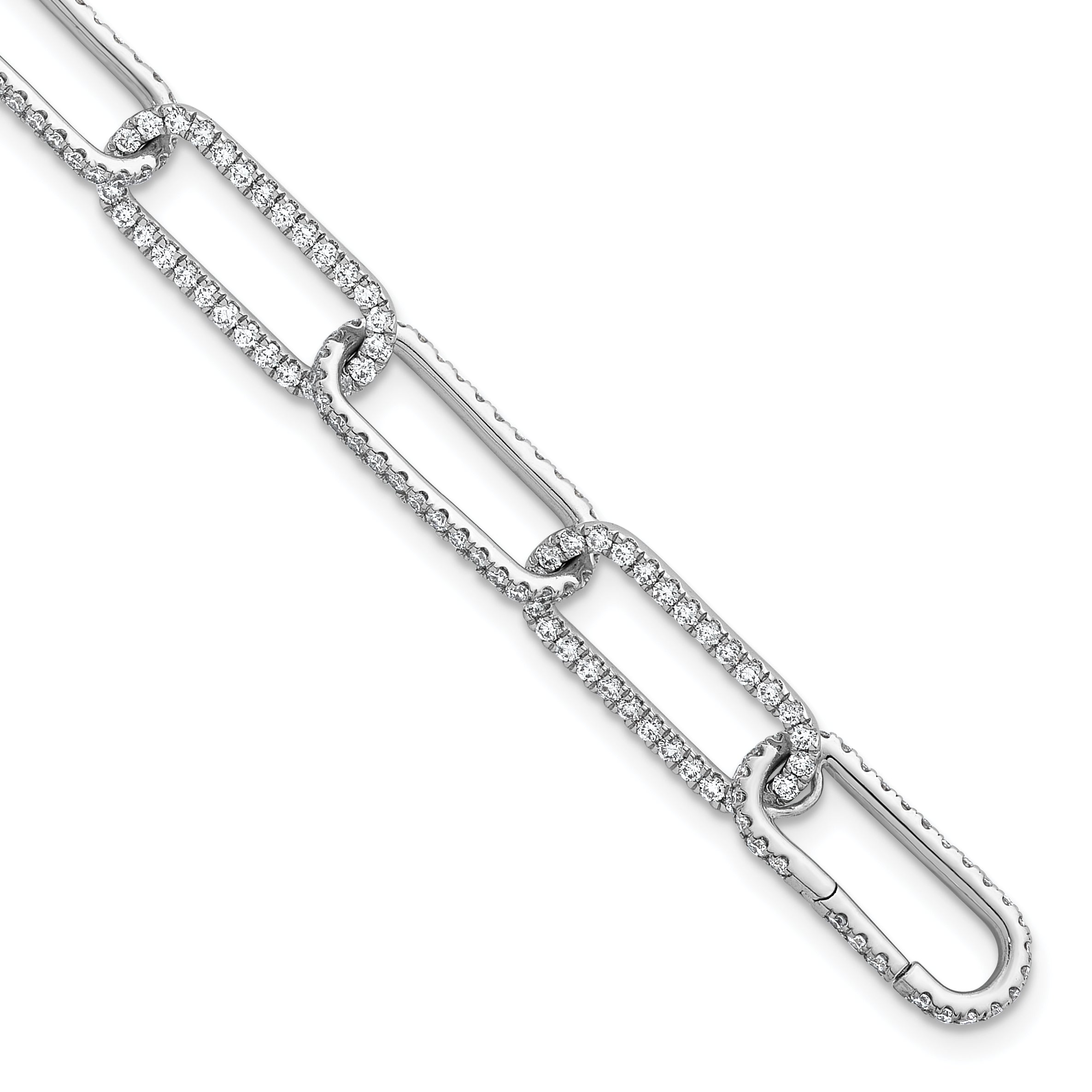 True Origin 14k White Gold 4 carat Lab Grown Diamond VS+ F+ 8 inch Link Bracelet with a 1 inch extension Main image