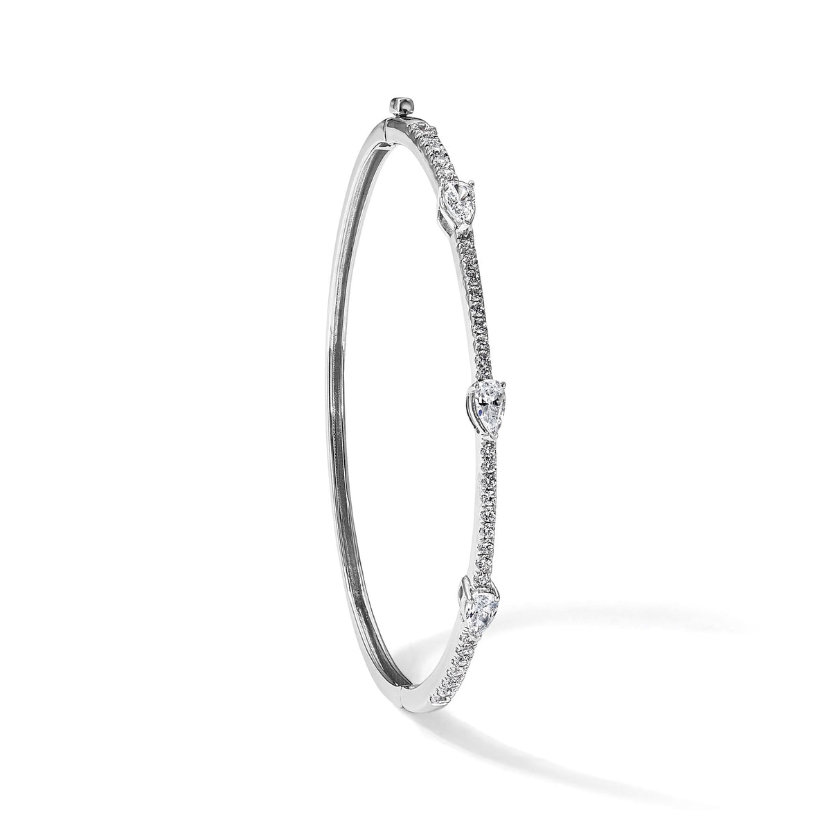 Lab-Grown Diamond Bangle Bracelet in 14K White Gold (1 3/8 ct. tw.), 6.8 Inch - Sophia Jewelers