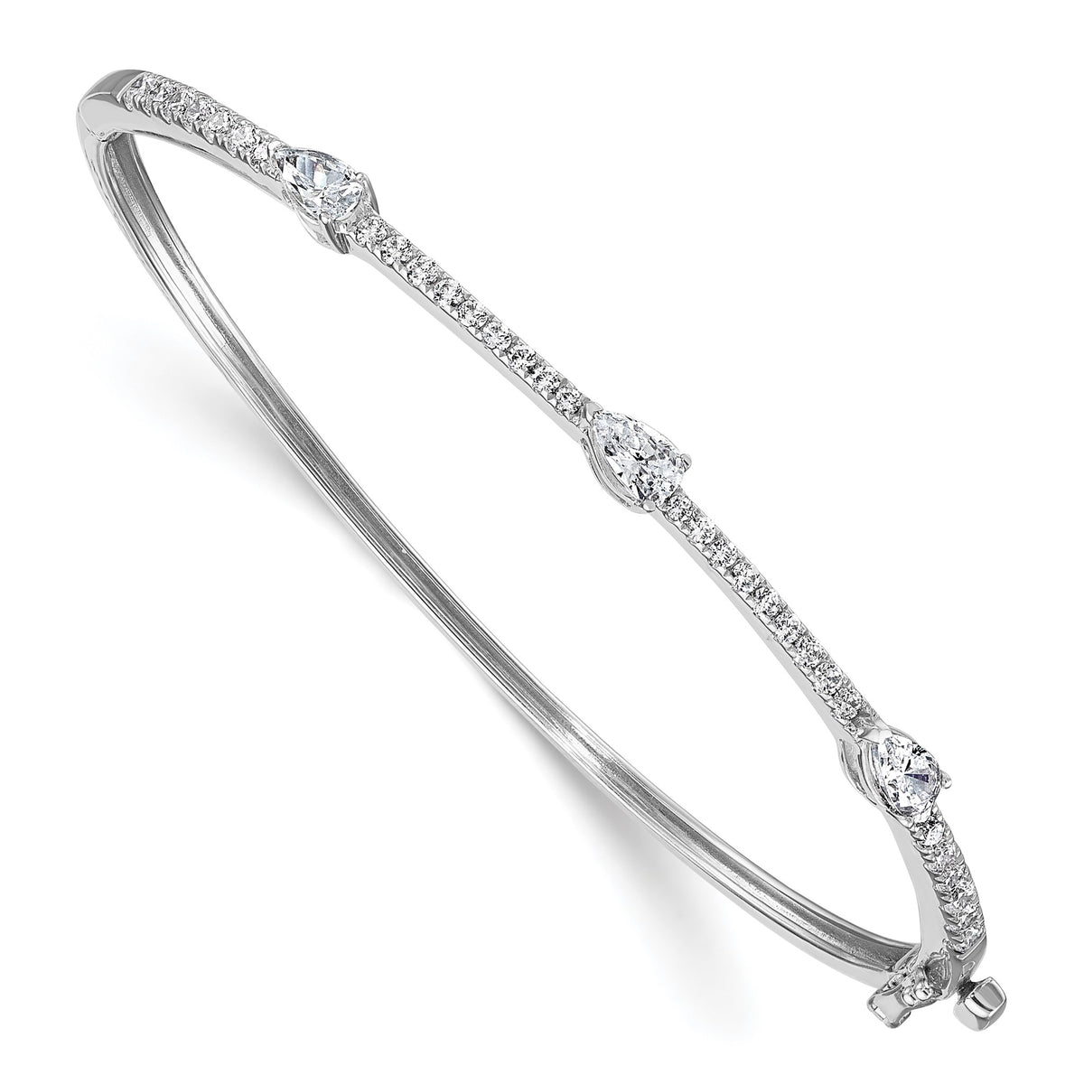 Lab-Grown Diamond Bangle Bracelet in 14K White Gold (1 3/8 ct. tw.), 6.8 Inch - Sophia Jewelers